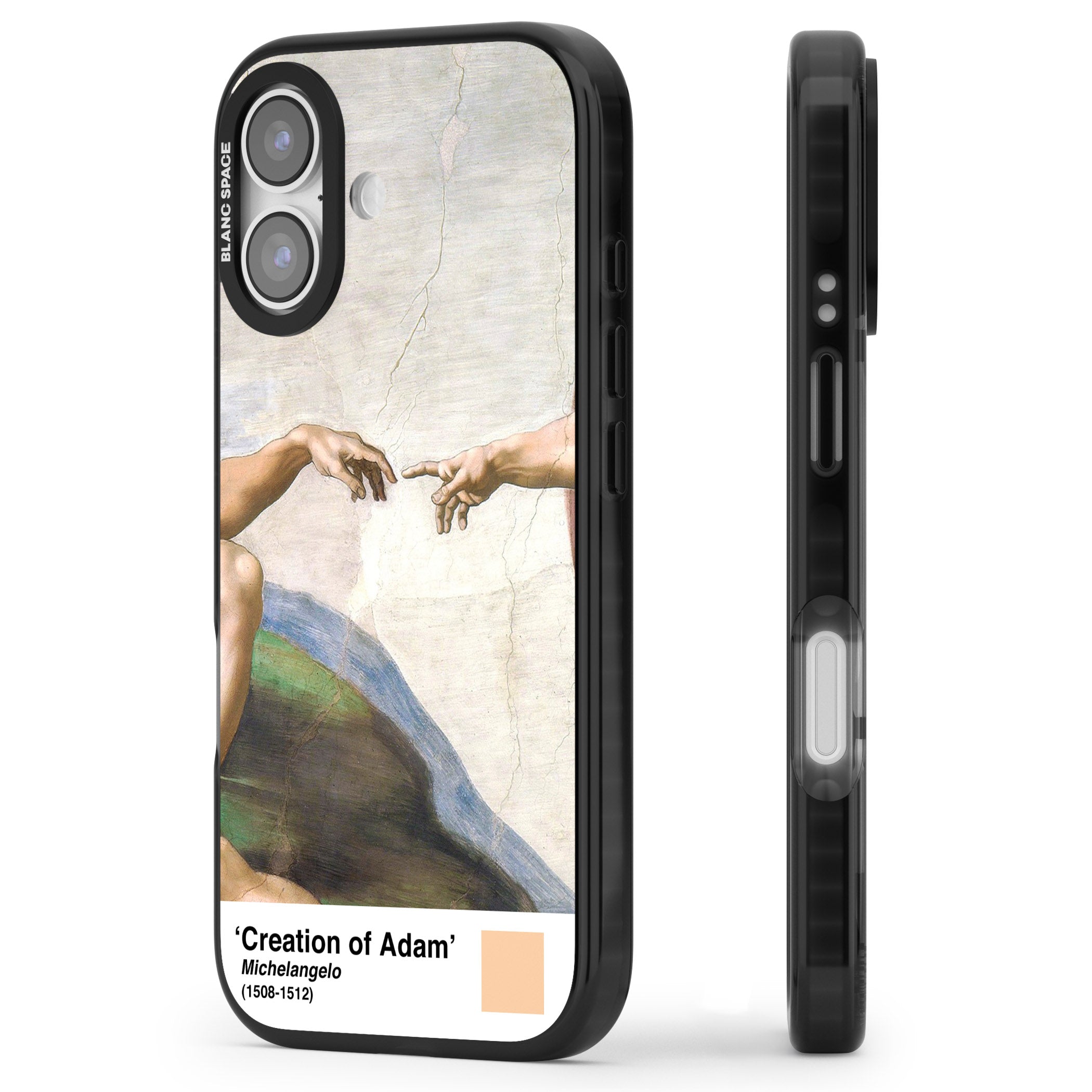 Creation Of Adam iPhone 17 Impact Black Phone Case Side Profile