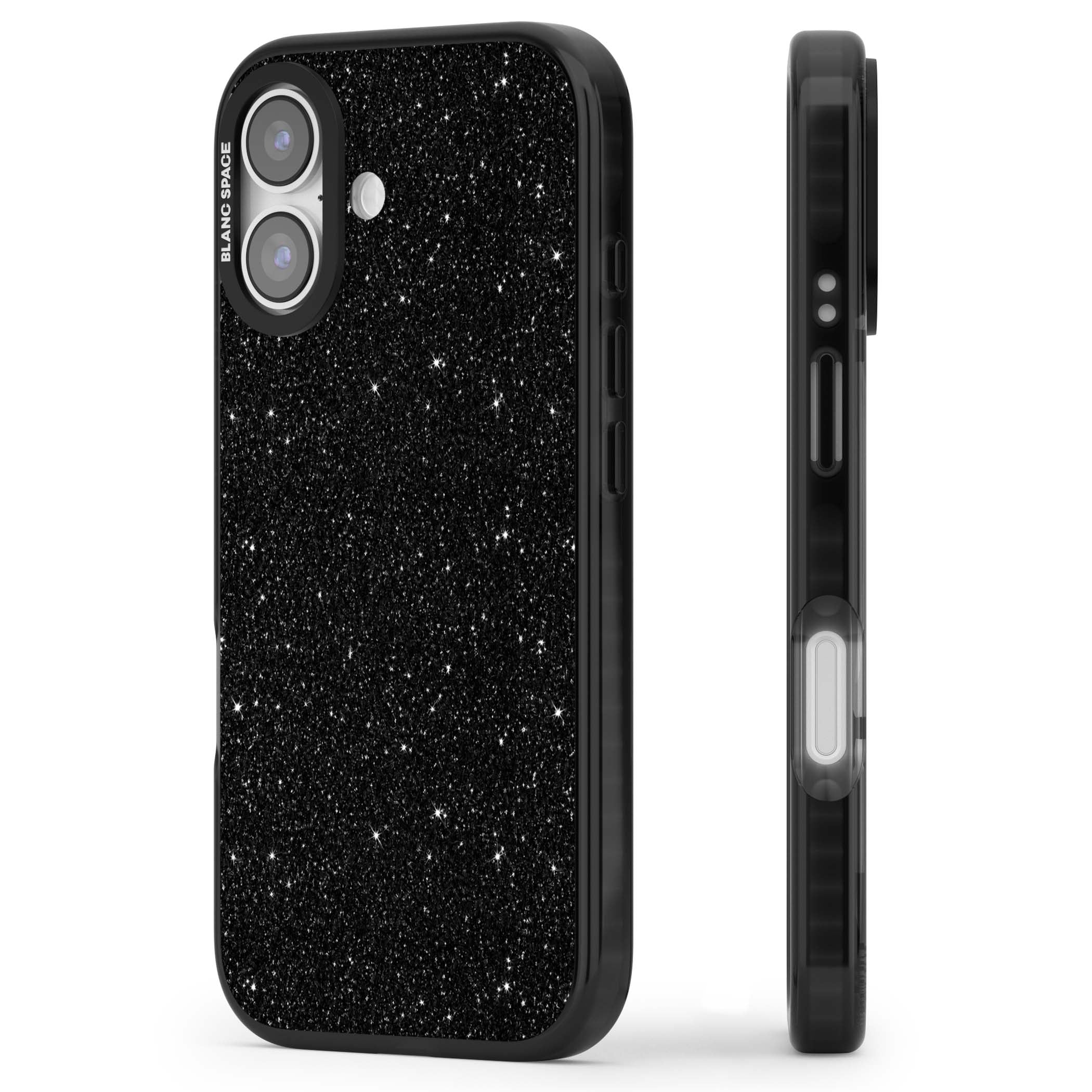 Black Glitter black glitter iPhone case featuring an all-over sparkly shimmer pattern on a jet black base | Clear Impact case for iPhone 17