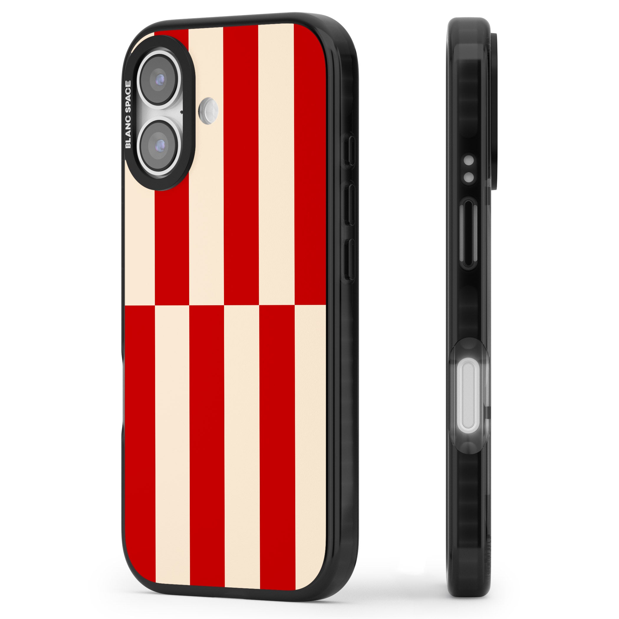 Retro Red Stripes iPhone 17 Impact Black Phone Case Side Profile