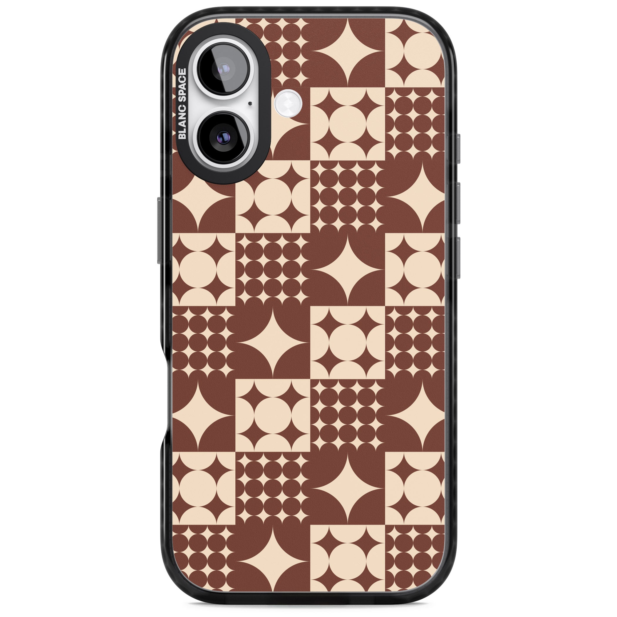 Mid Century Brown Checked iPhone 17 Impact Black Phone Case