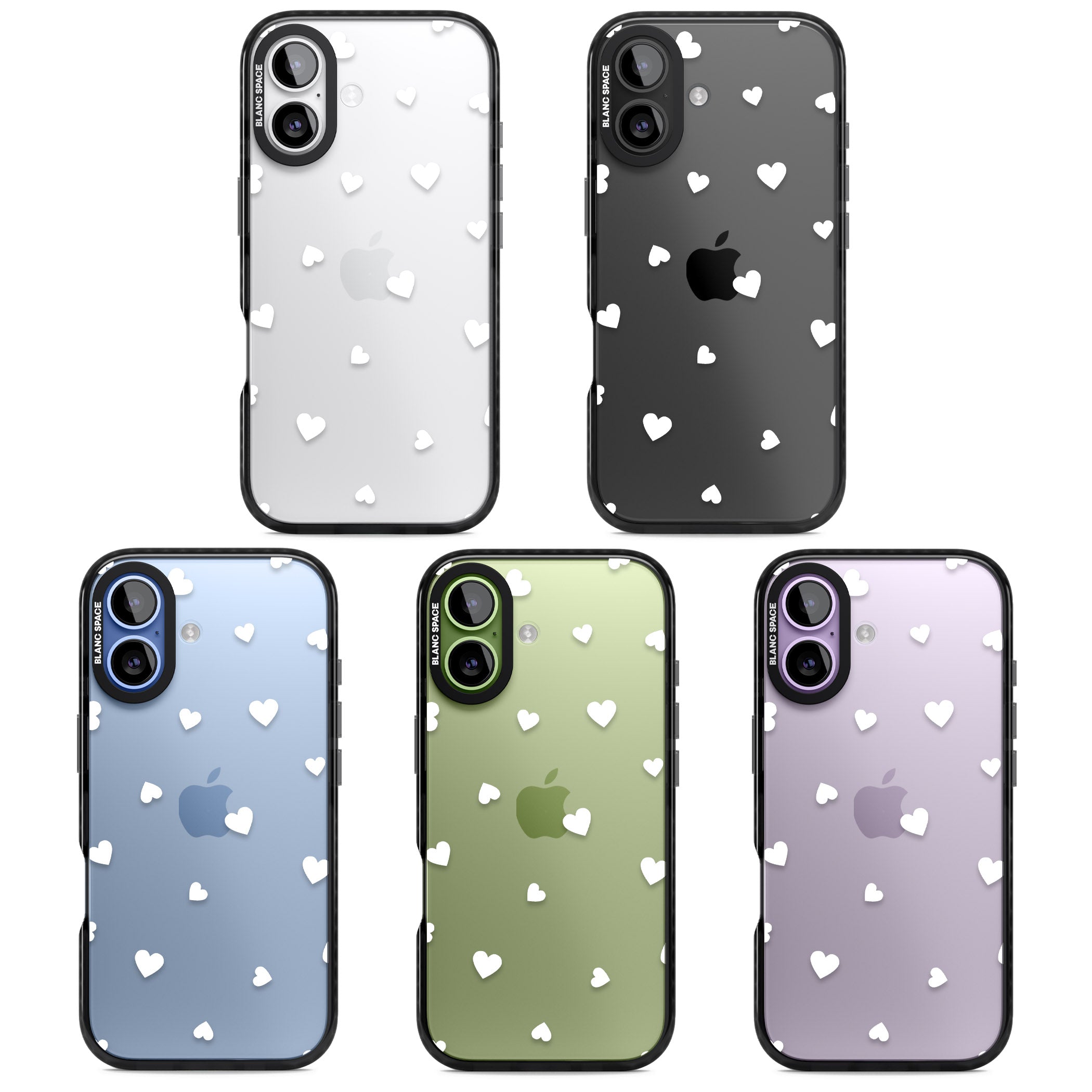 White Hearts iPhone 17 Impact Black Phone Case APT Impact Protection