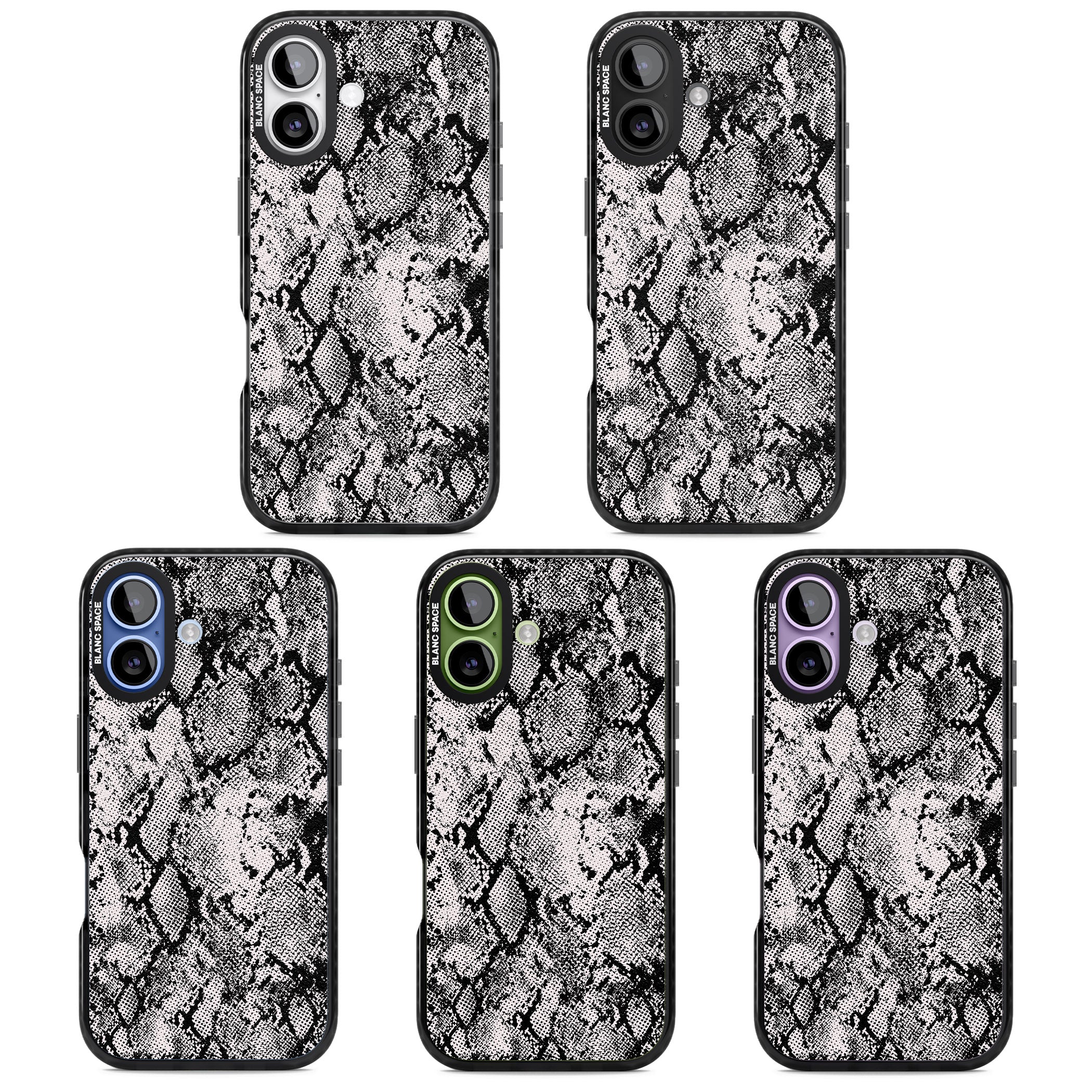 Pastel Snakeskin Grey iPhone 17 Impact Black Phone Case APT Impact Protection