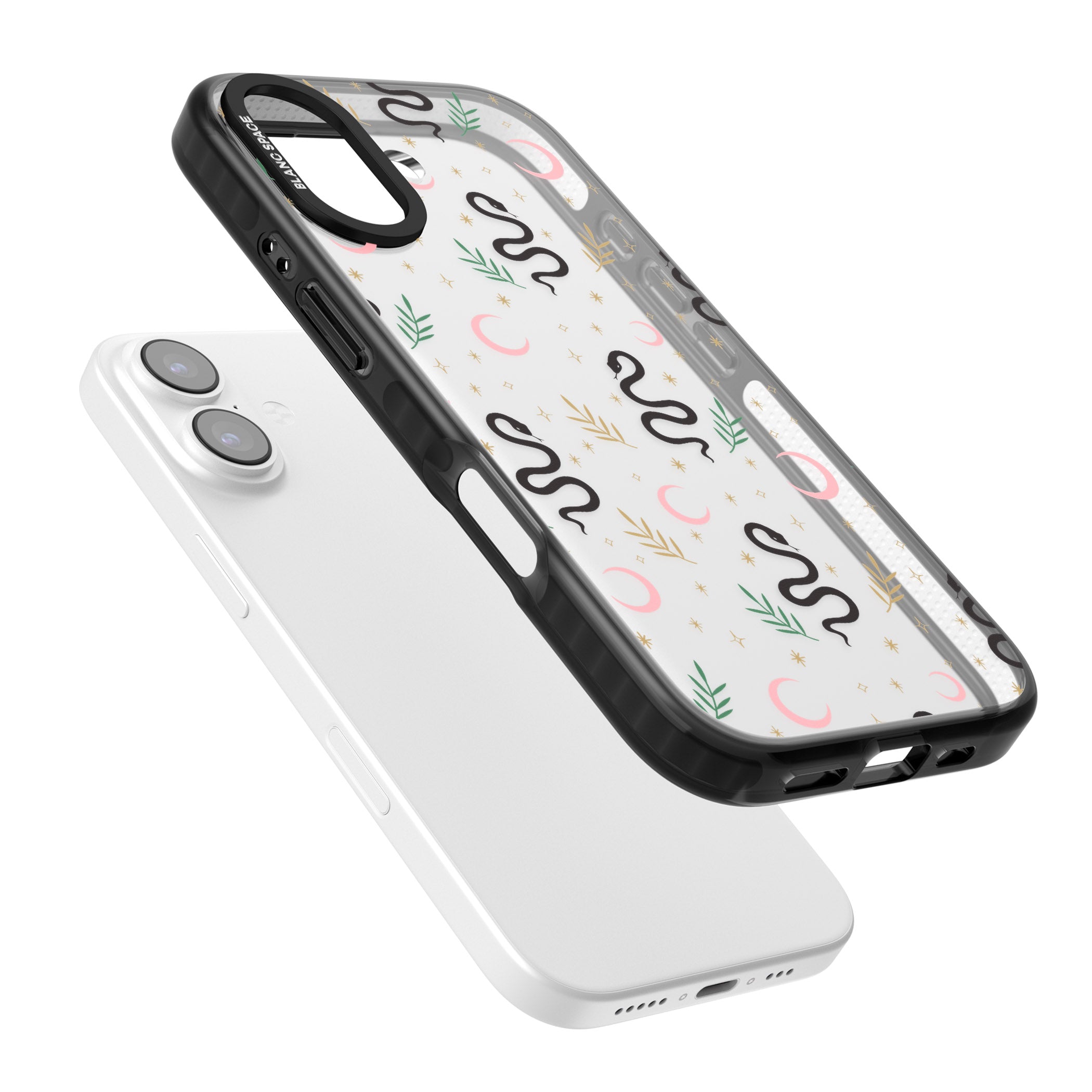 Snake & Moon Pattern iPhone 17 Impact Black Phone Case Colours