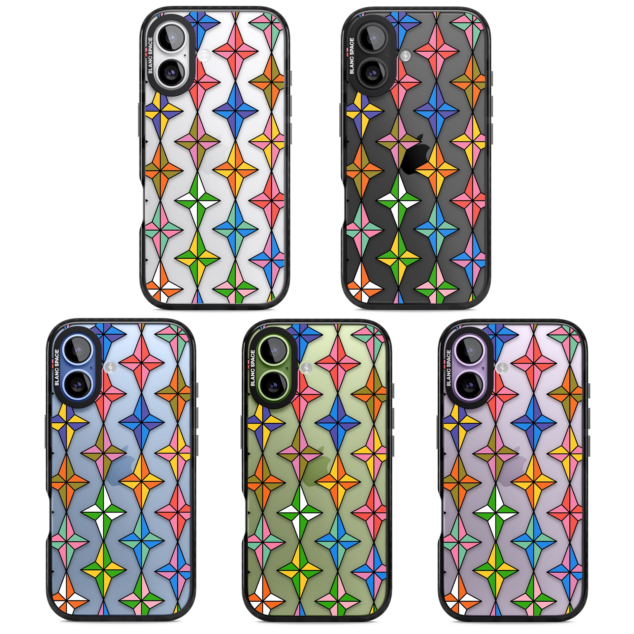 Multi Colour Stars Pattern iPhone 17 Impact Black Phone Case APT Impact Protection