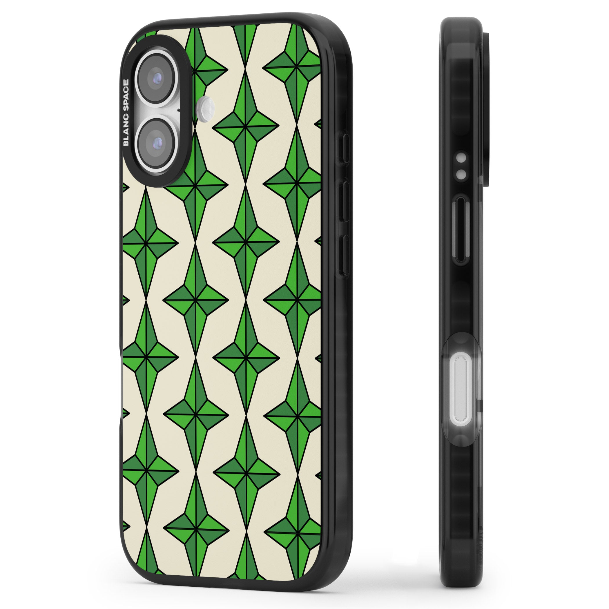 Emerald Stars Pattern iPhone 17 Impact Black Phone Case Side Profile