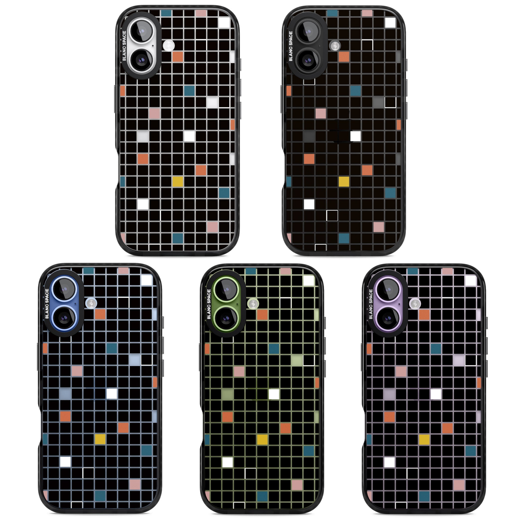 Earthtone Black Geometric Grid iPhone 17 Impact Black Phone Case APT Impact Protection