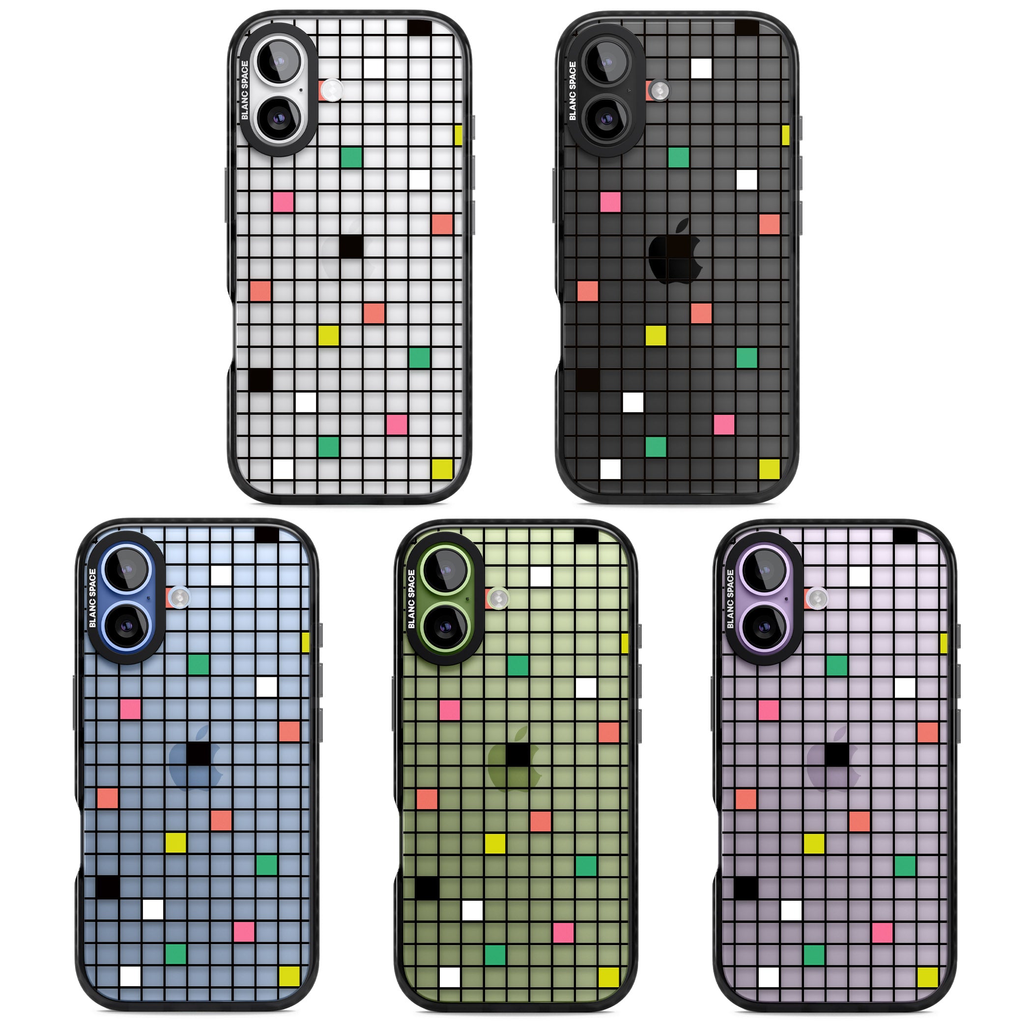 Vibrant Clear Geometric Grid iPhone 17 Impact Black Phone Case APT Impact Protection