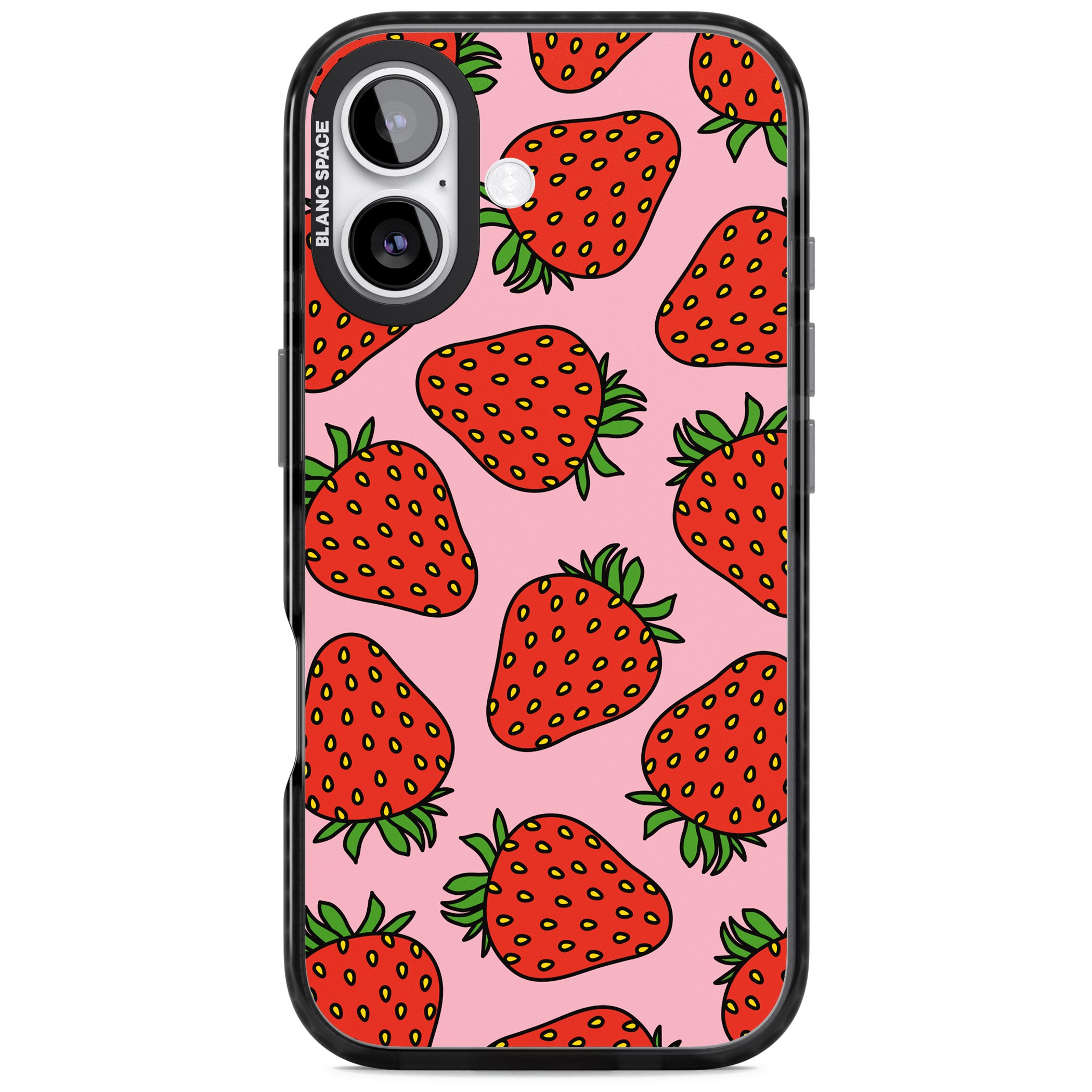 Strawberry Pattern (Pink) iPhone 17 Impact Black Phone Case