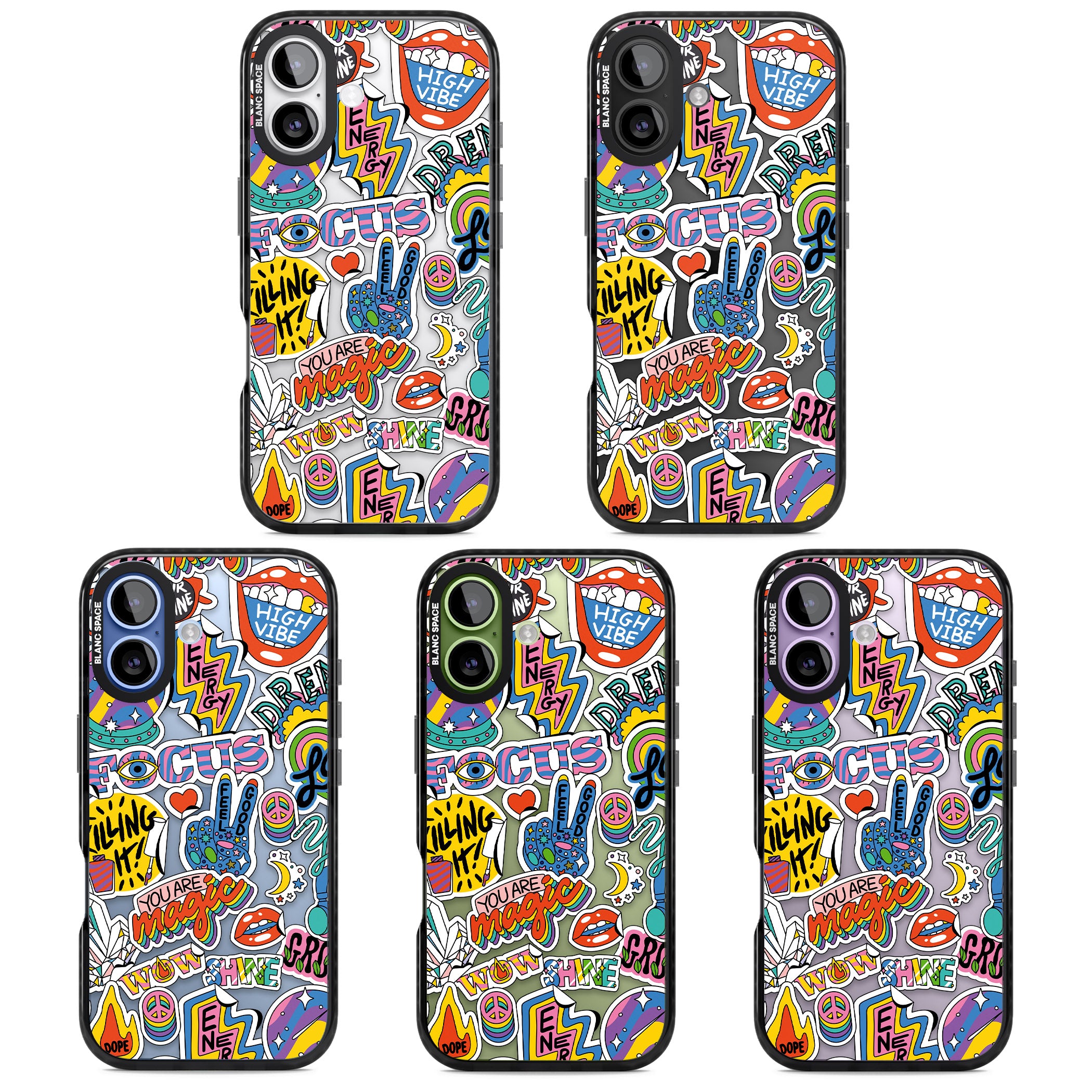 Magic Sticker Collage iPhone 17 Impact Black Phone Case APT Impact Protection