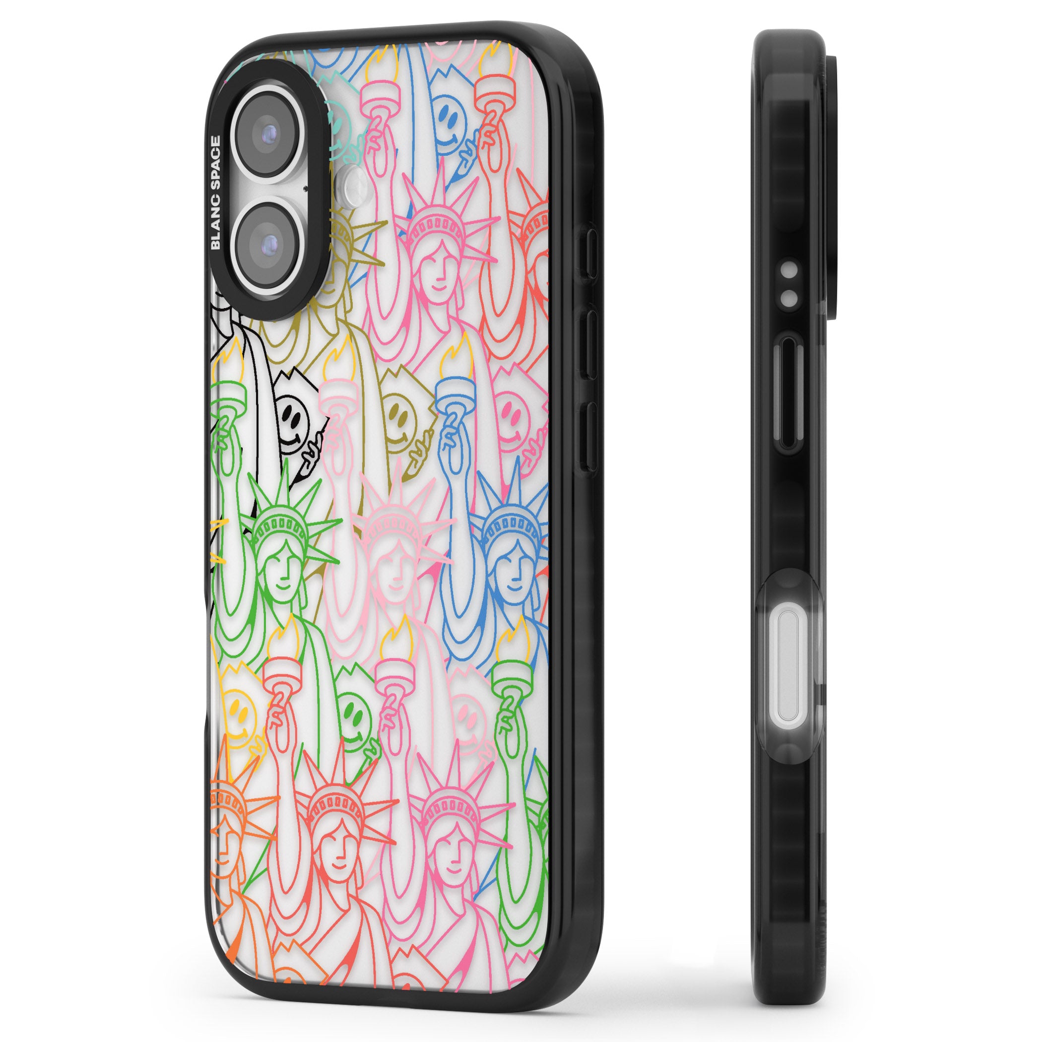 Multicolour Liberty Line Pattern iPhone 17 Impact Black Phone Case Side Profile