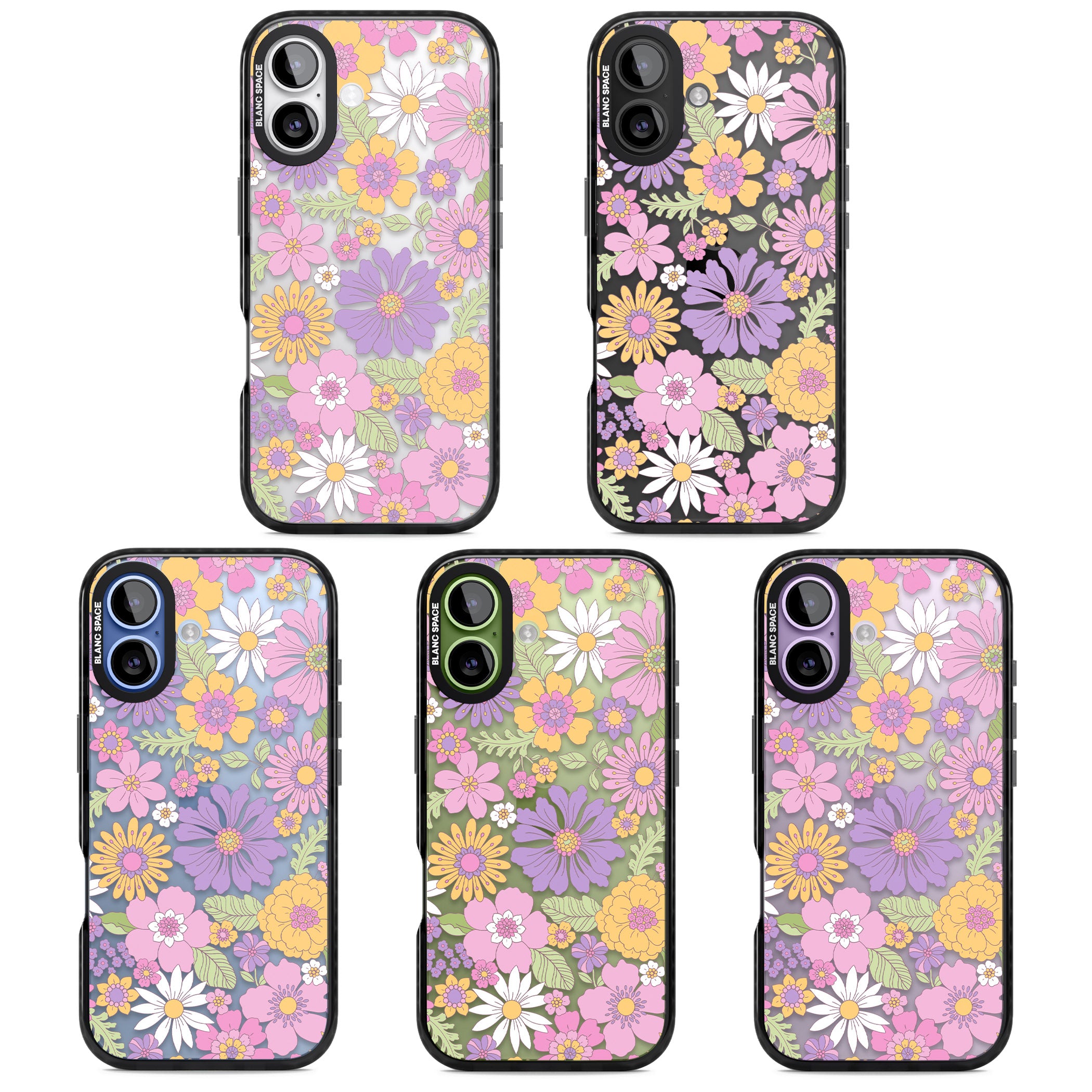Soft Flower Mix iPhone 17 Impact Black Phone Case APT Impact Protection