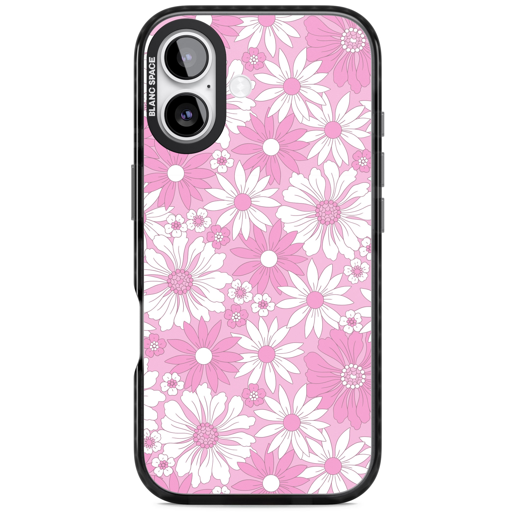 Pink White Flowers iPhone 17 Impact Black Phone Case