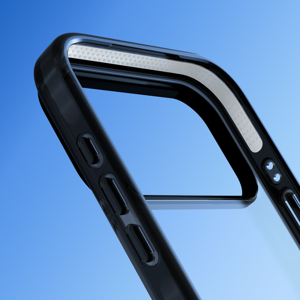 Blue Sky & Clouds Pattern iPhone 17 Impact Black Shock Absorbing Bounce Protection