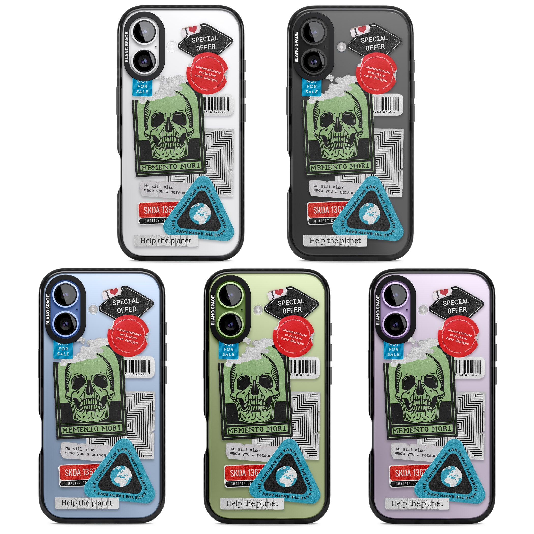 Skull Sticker Mix iPhone 17 Impact Black Phone Case APT Impact Protection