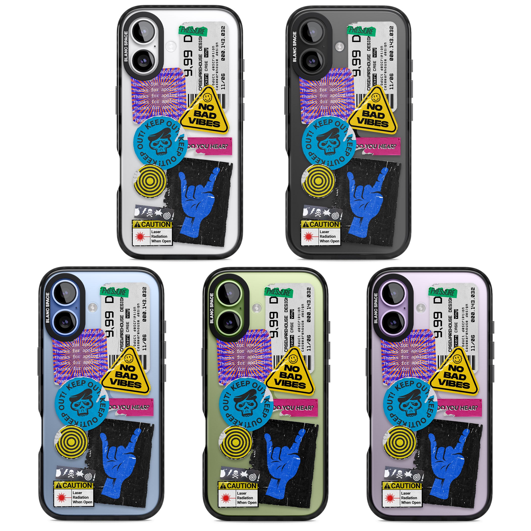 No Bad Vibes Sticker Mix iPhone 17 Impact Black Phone Case APT Impact Protection