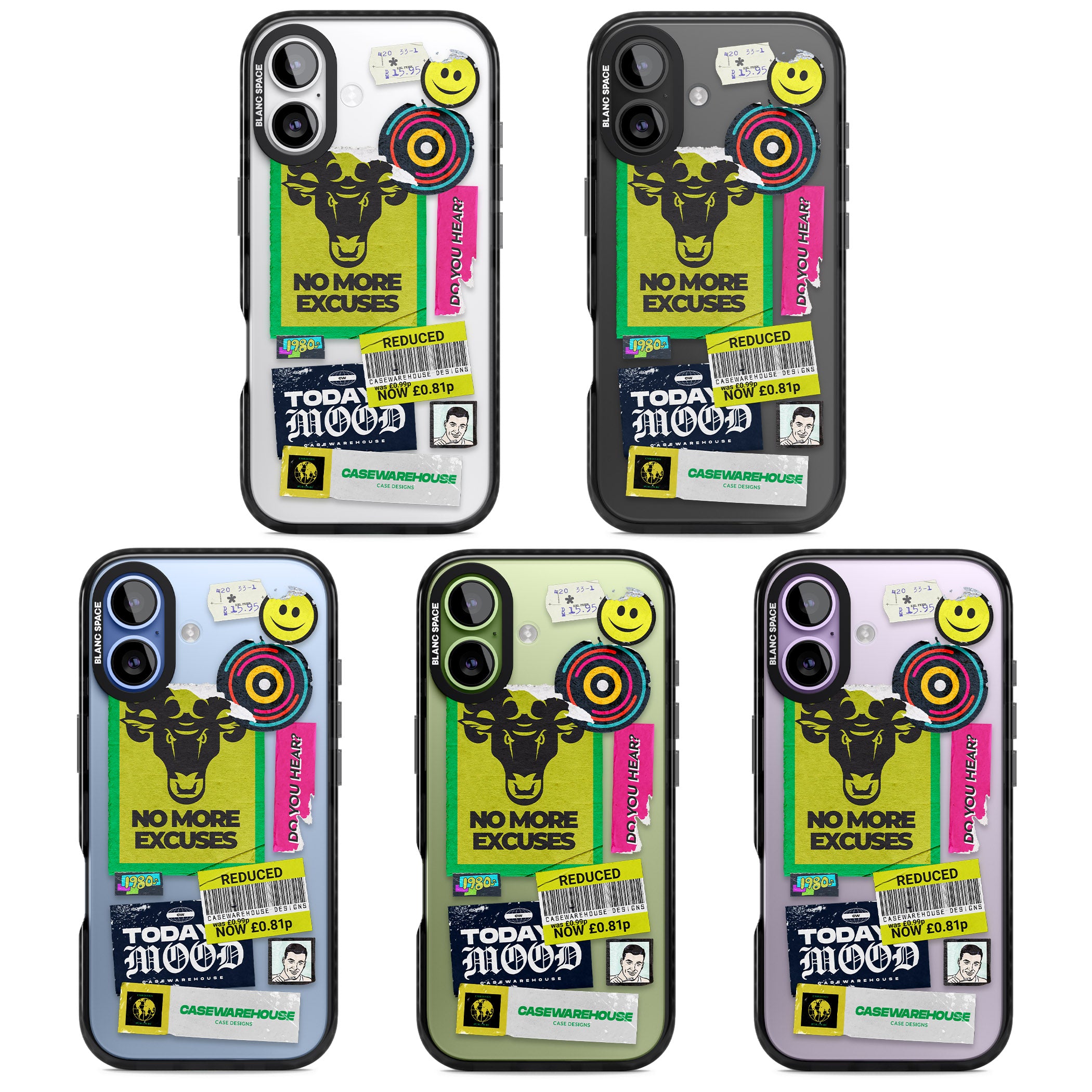 No More Excuses Sticker Mix iPhone 17 Impact Black Phone Case APT Impact Protection