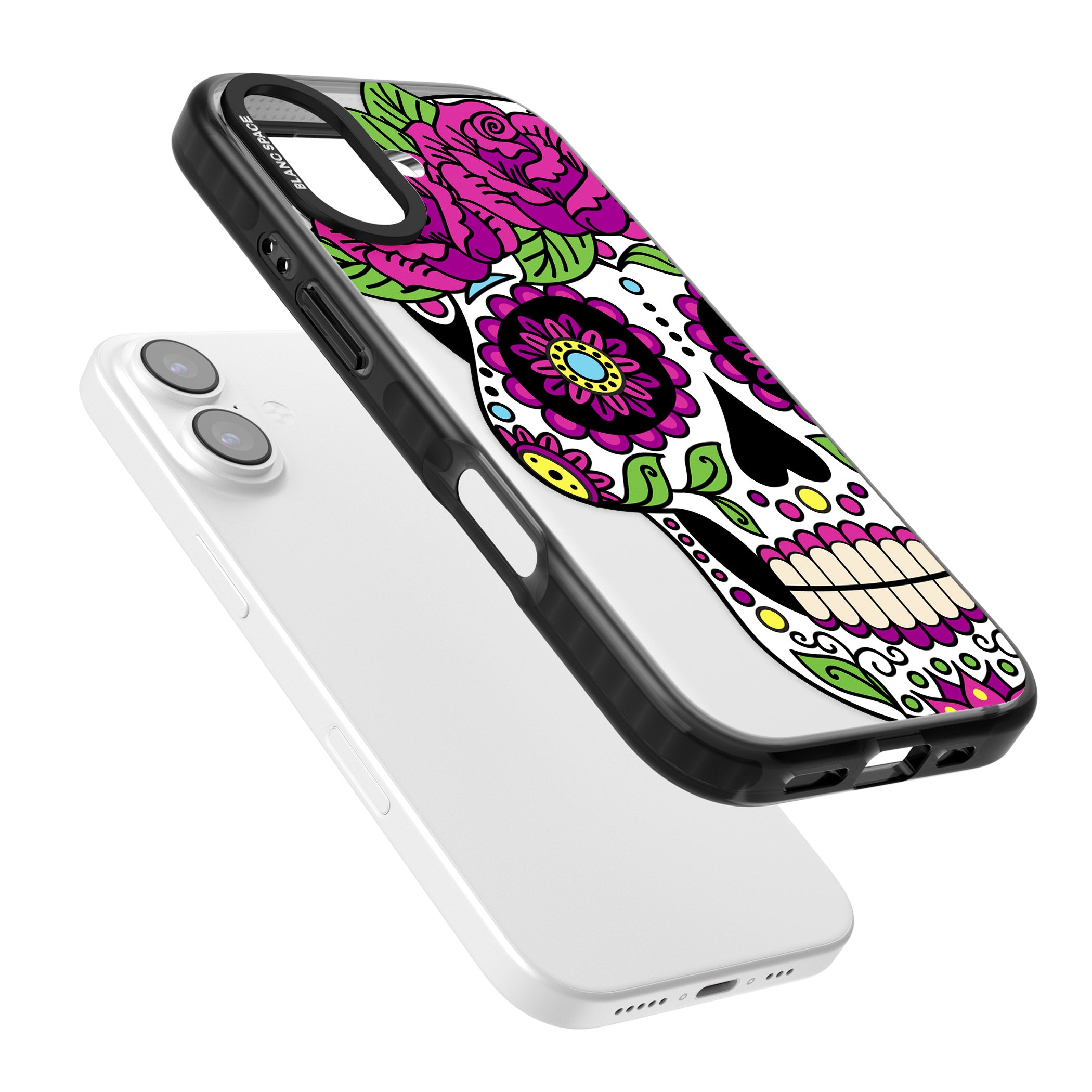 Purple Floral Sugar Skull iPhone 17 Impact Black Phone Case Colours
