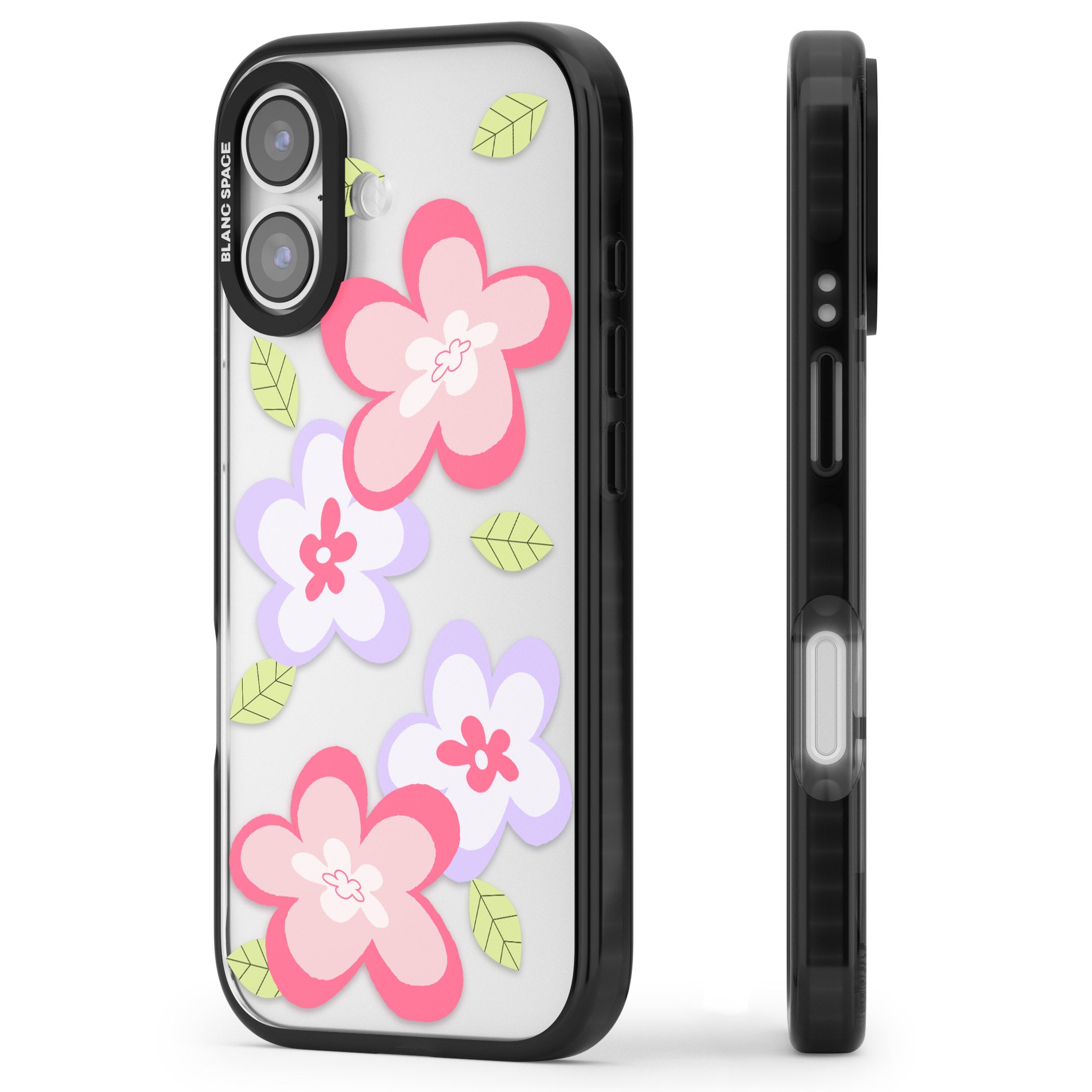 Funky Flowers iPhone 17 Impact Black Phone Case Side Profile
