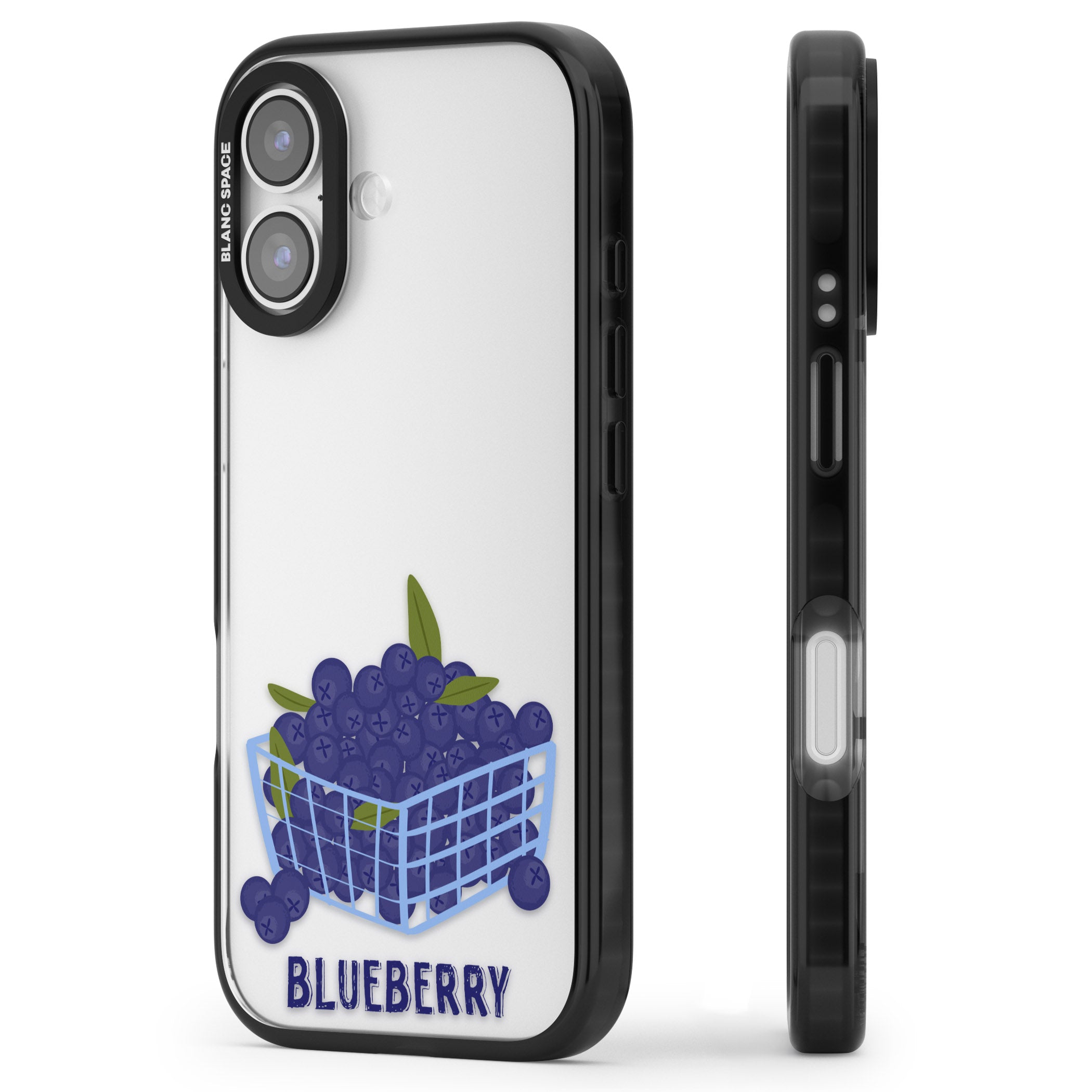 Blueberry Basket iPhone 17 Impact Black Phone Case Side Profile