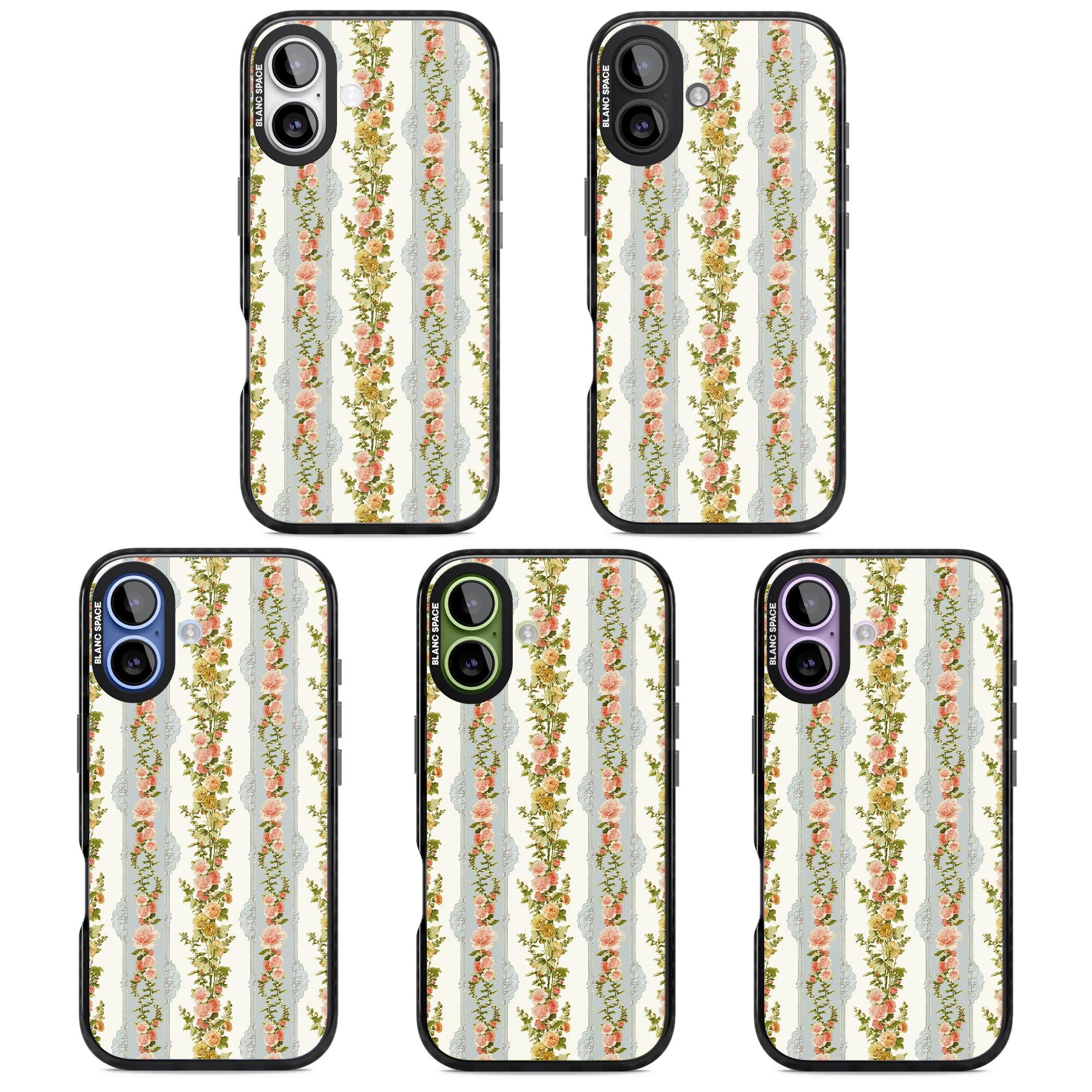 Vintage Floral Stripes iPhone 17 Impact Black Phone Case APT Impact Protection