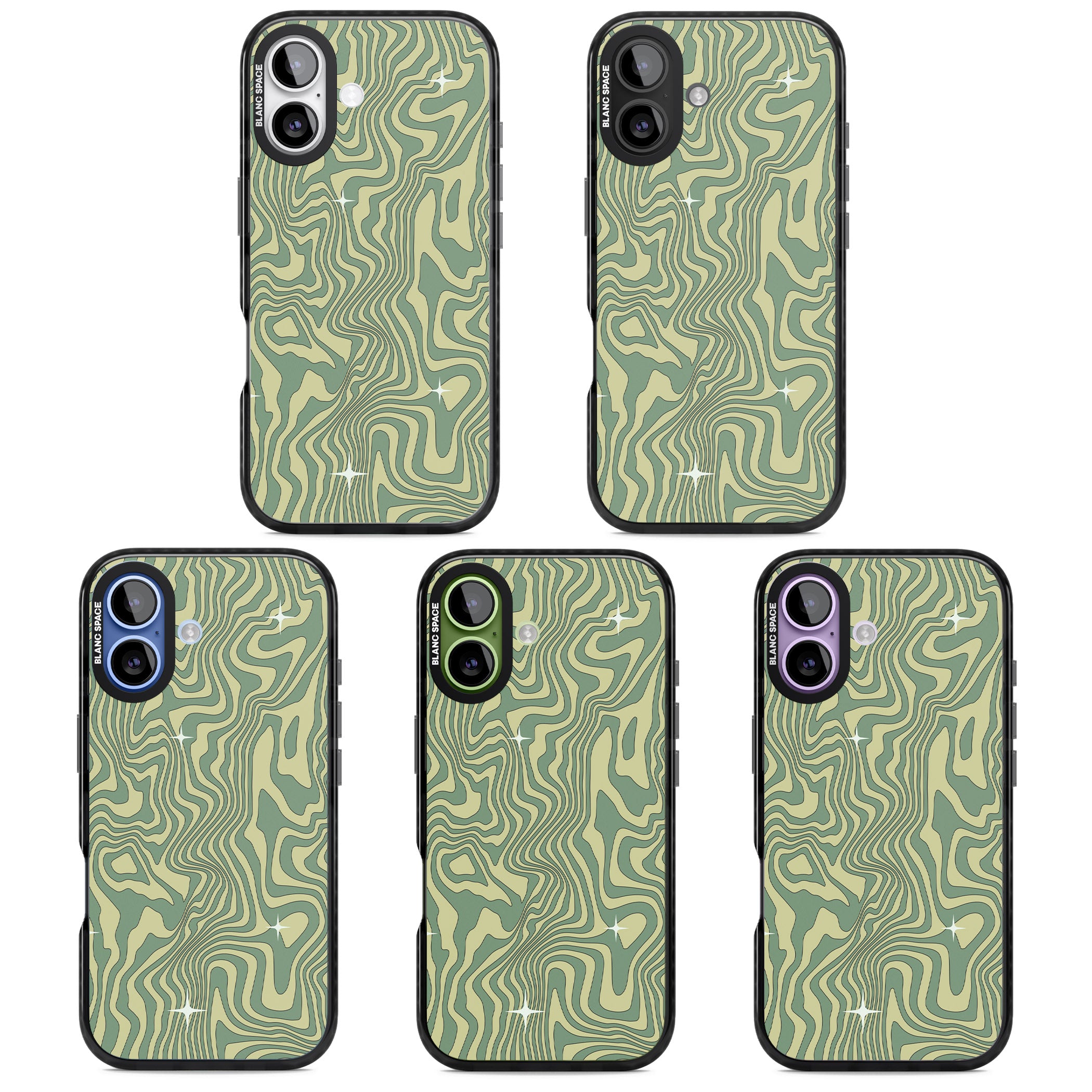 Green Abstract Wave iPhone 17 Impact Black Phone Case APT Impact Protection