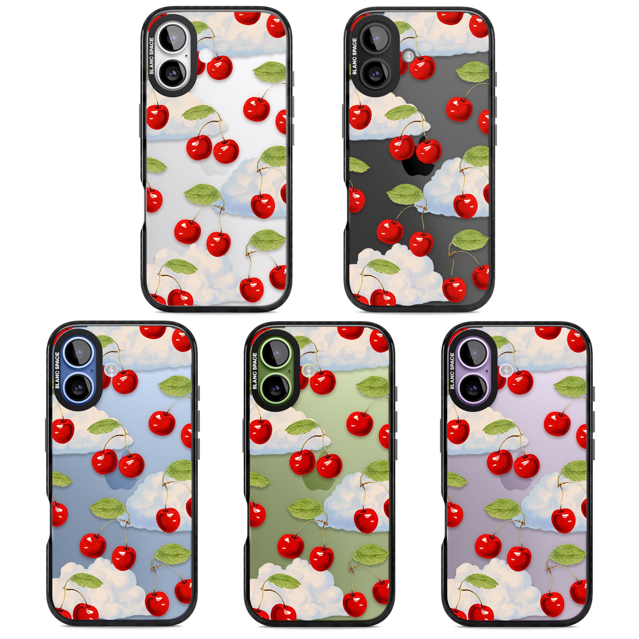 Vintage Cherries & Clouds iPhone 17 Impact Black Phone Case APT Impact Protection