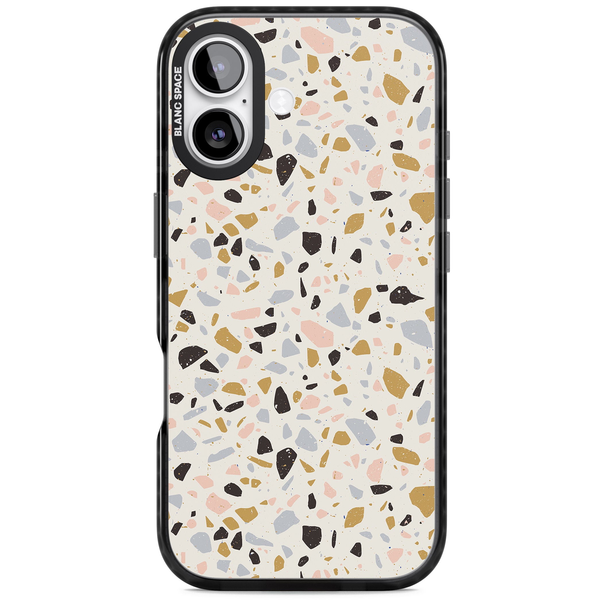 Pale Pink, Blue, & Mocha Terrazzo Pattern iPhone 17 Impact Black Phone Case