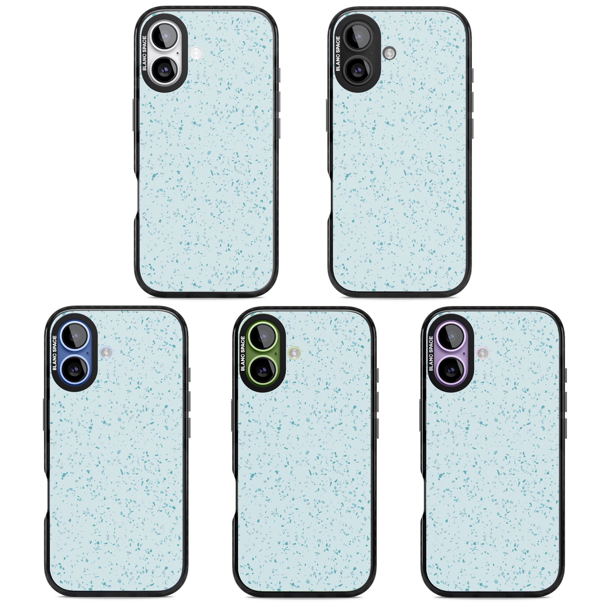 Light Blue Terrazzo Pattern iPhone 17 Impact Black Phone Case APT Impact Protection