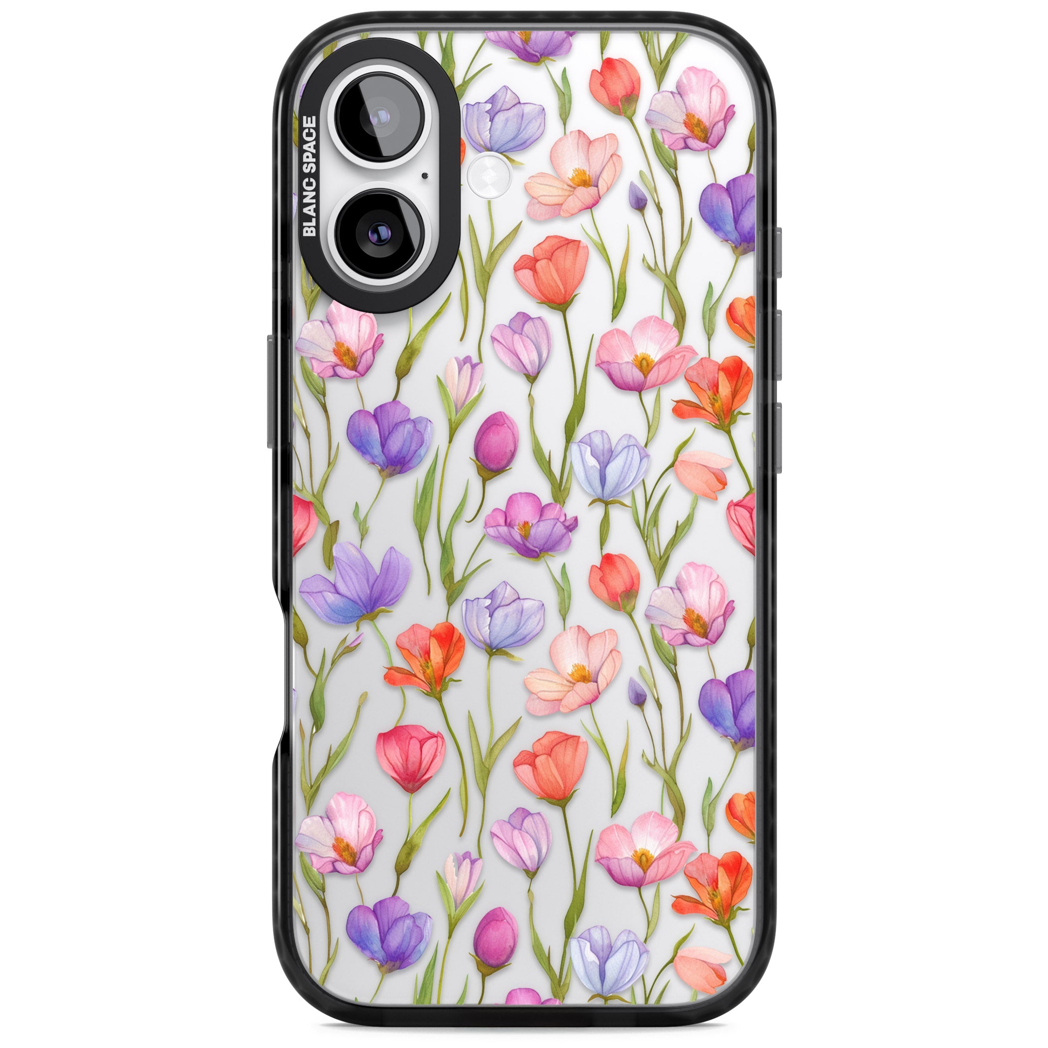 Red, Pink & Purple Flowers iPhone 17 Impact Black Phone Case