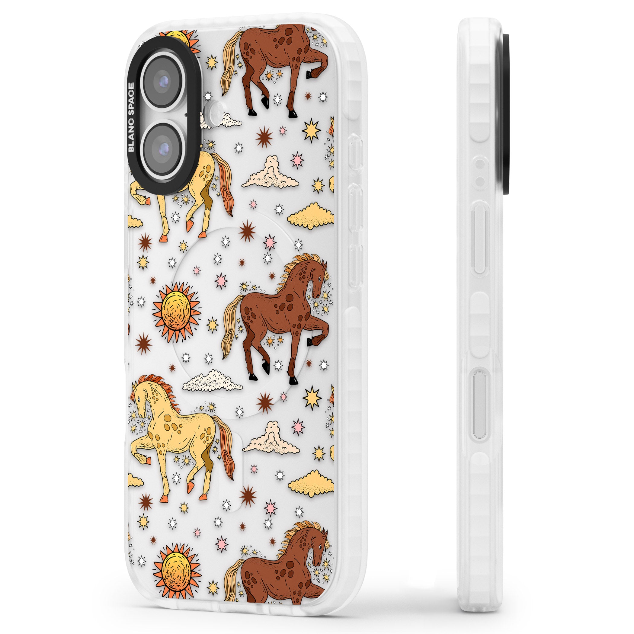 Boho Celestial Wild Horses iPhone 17 Impact Clear Phone Case Side Profile