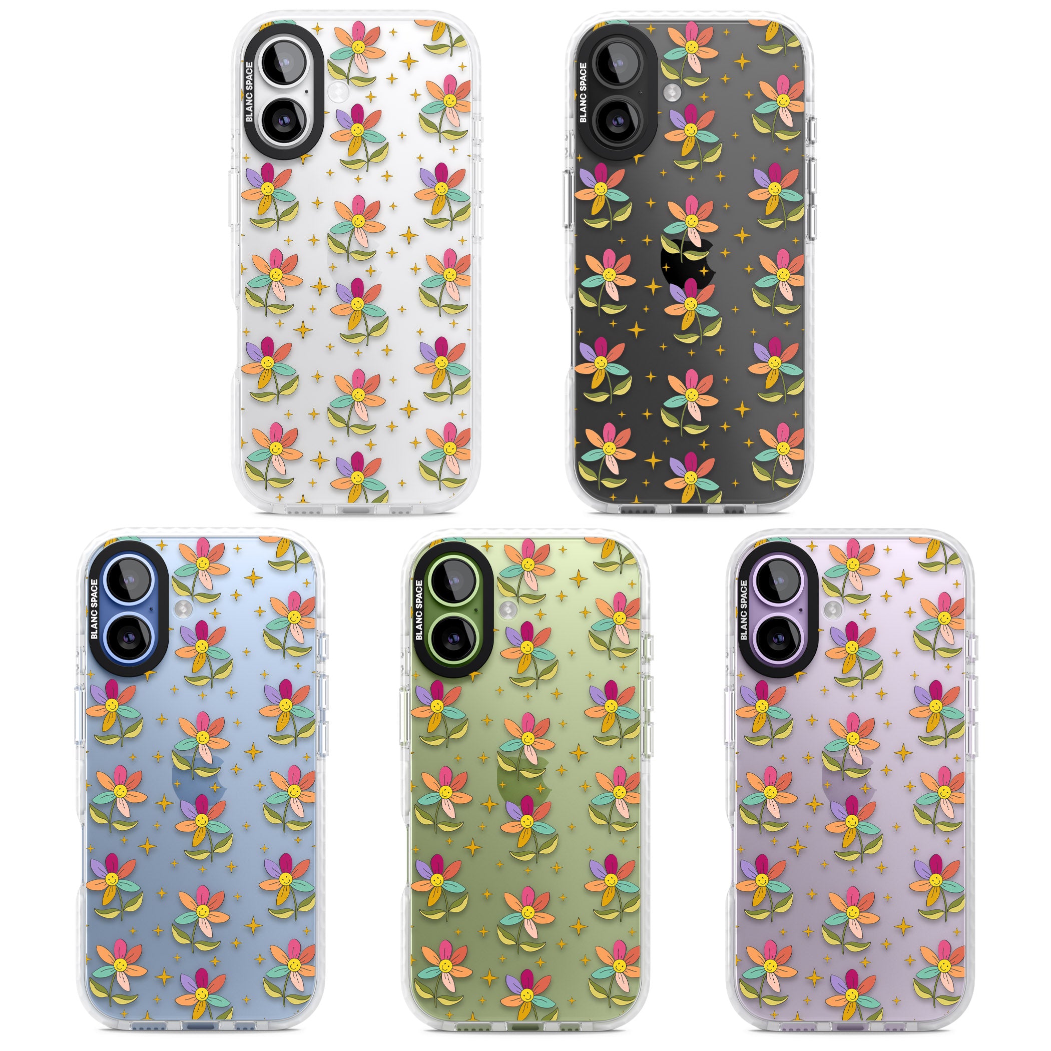 Boho Celestial Happy Flower iPhone 17 Impact Clear Phone Case APT Impact Protection