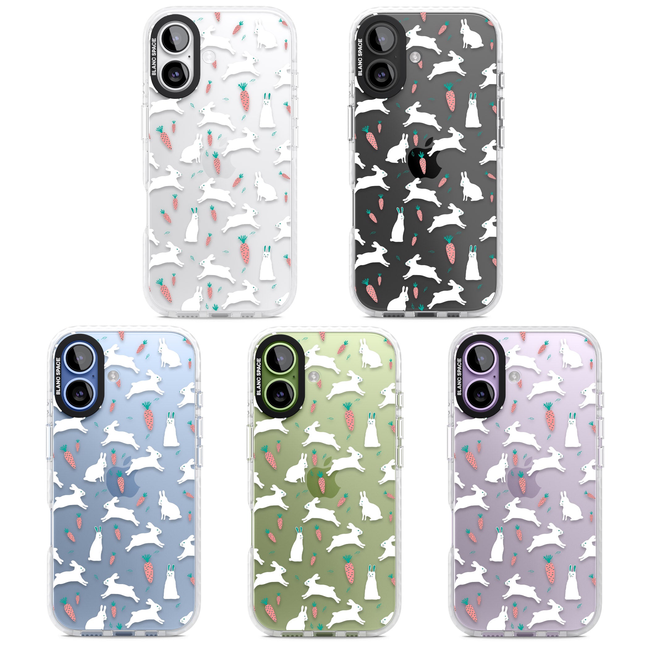 White Bunnies And Carrots iPhone 17 Impact Clear Phone Case APT Impact Protection