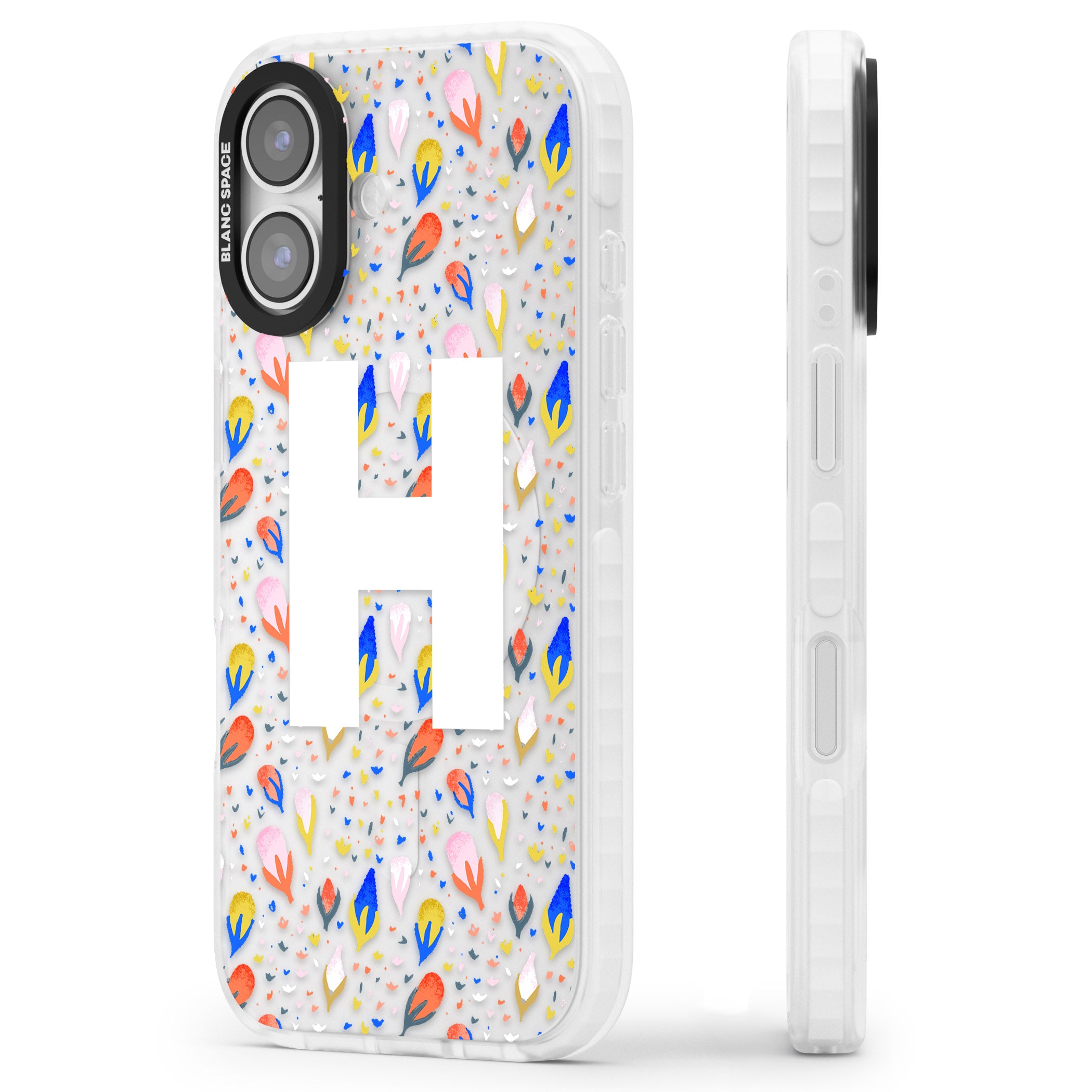 Personalised Abstract Floral Initial iPhone 17 Impact Clear Phone Case Side Profile