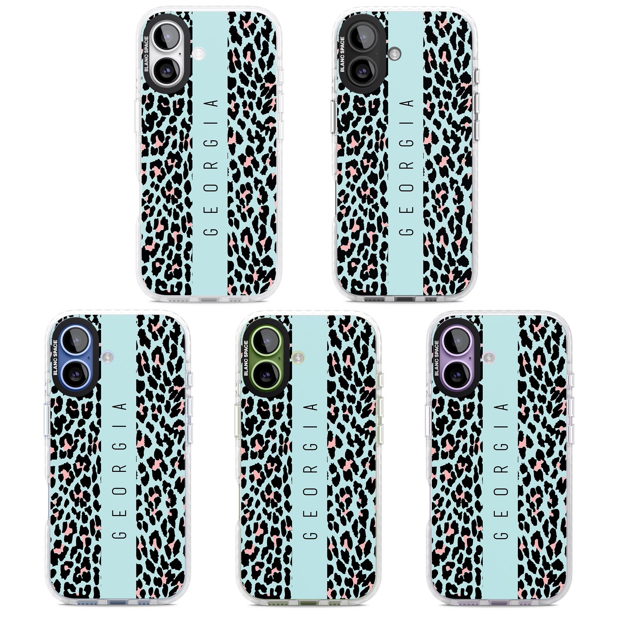 Personalised Blue Leopard iPhone 17 Impact Clear Phone Case APT Impact Protection