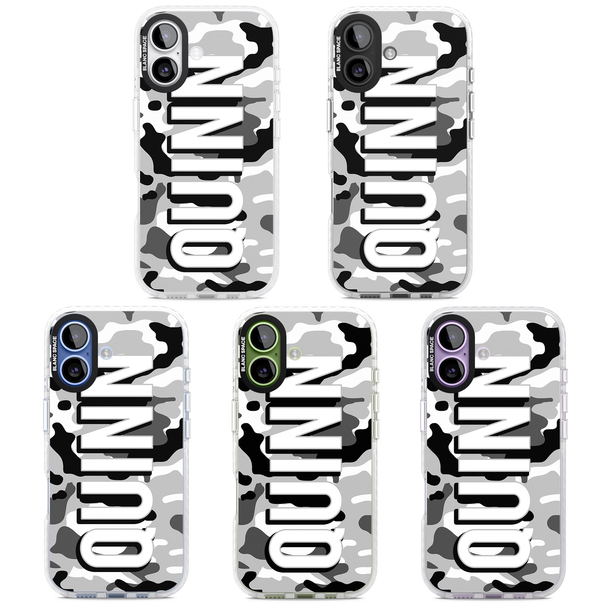 Personalised Greyscale Camo iPhone 17 Impact Clear Phone Case APT Impact Protection