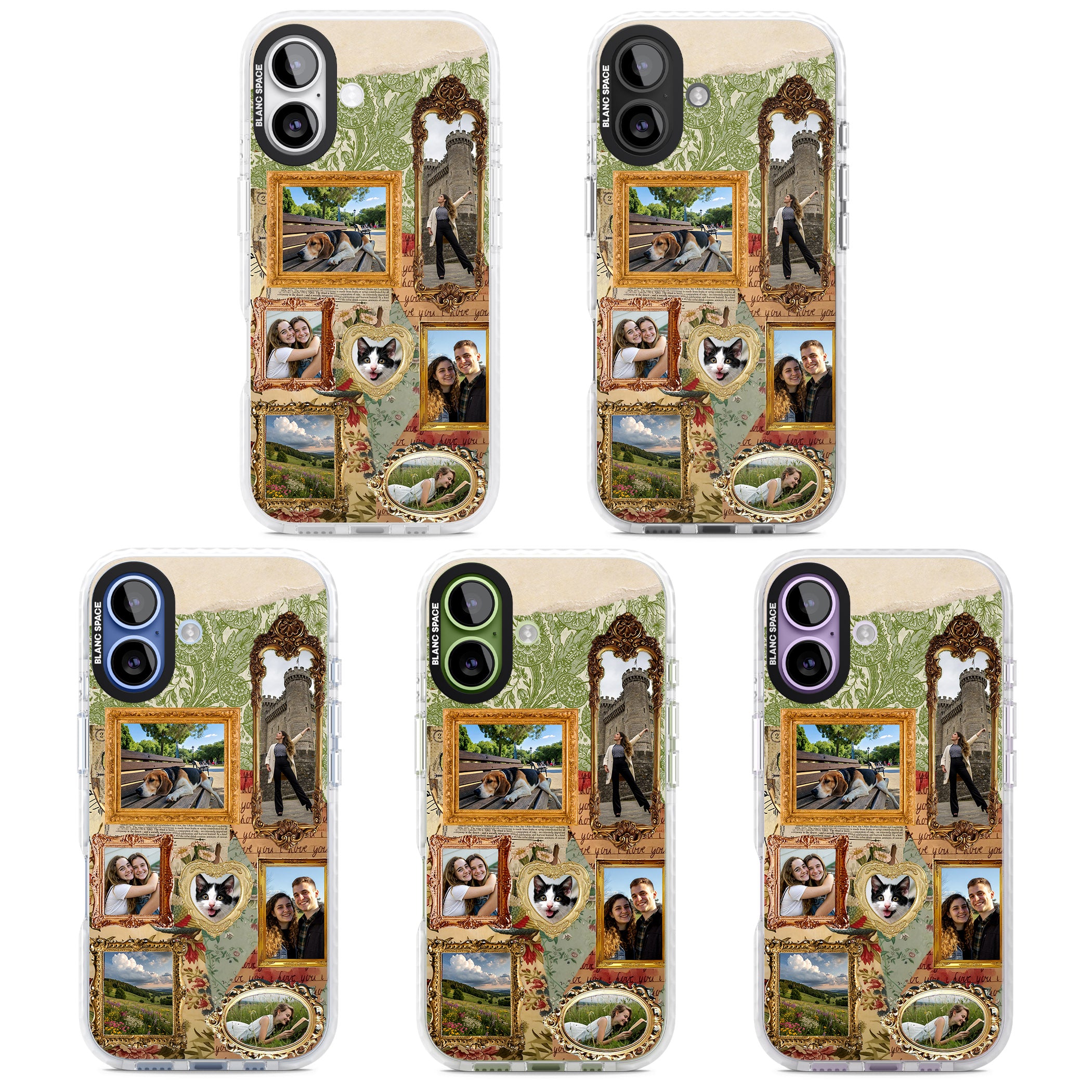 Personalised Vintage Frame Collage iPhone 17 Impact Clear Phone Case APT Impact Protection