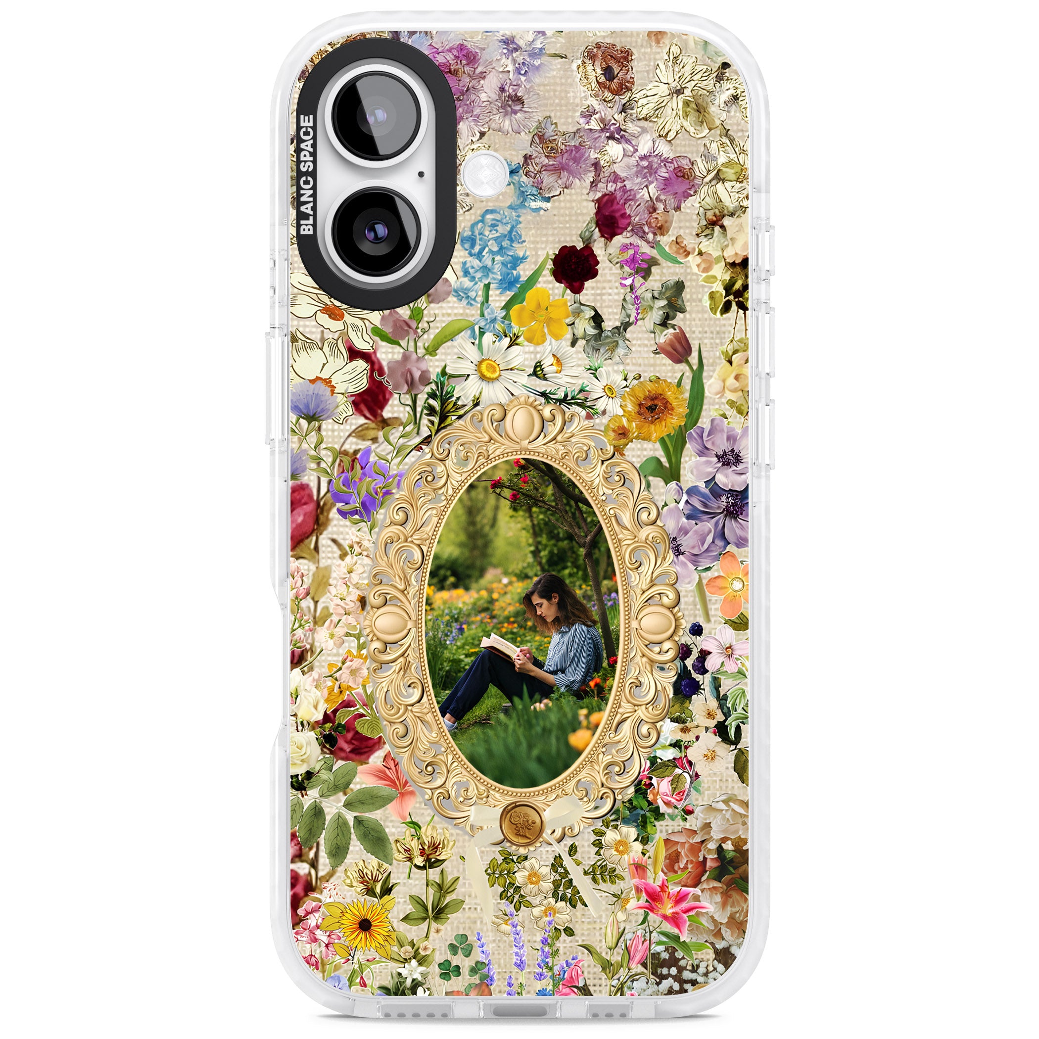 Personalised Vintage Wildflower Frame iPhone 17 Impact Clear Phone Case