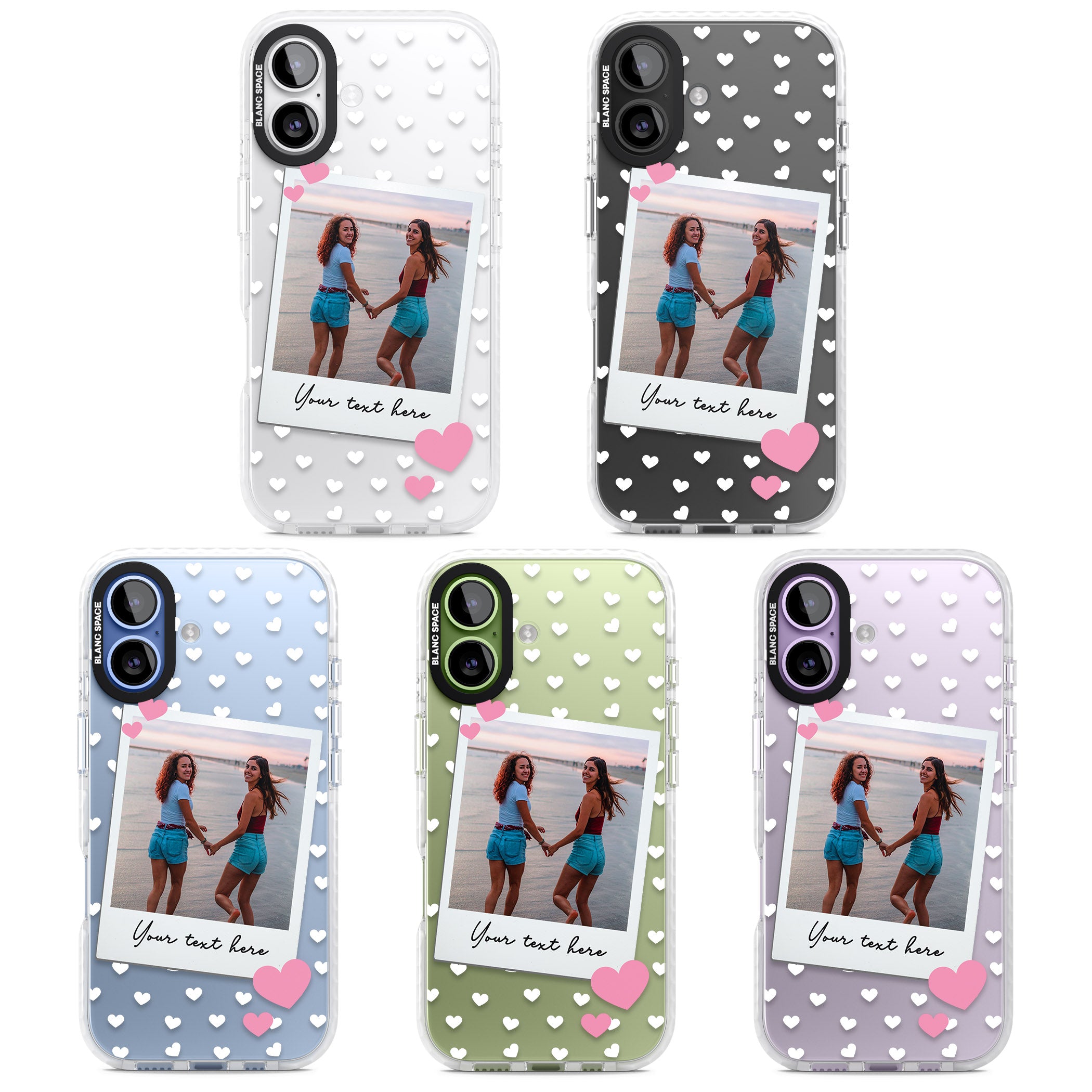 Personalised Hearts Instant Camera Photo iPhone 17 Impact Clear Phone Case APT Impact Protection