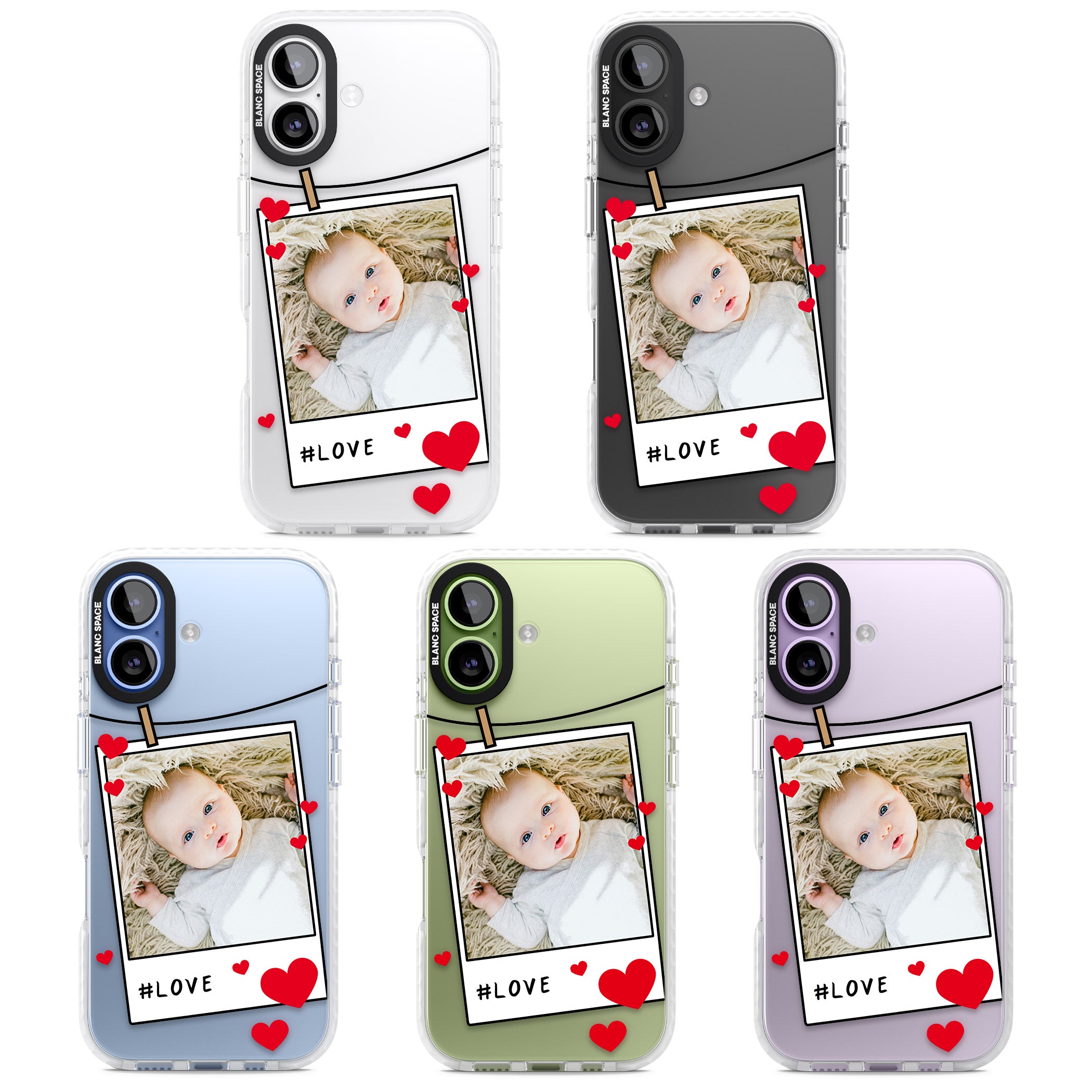 Personalised Paperclip & Hearts Instant Camera Photo iPhone 17 Impact Clear Phone Case APT Impact Protection