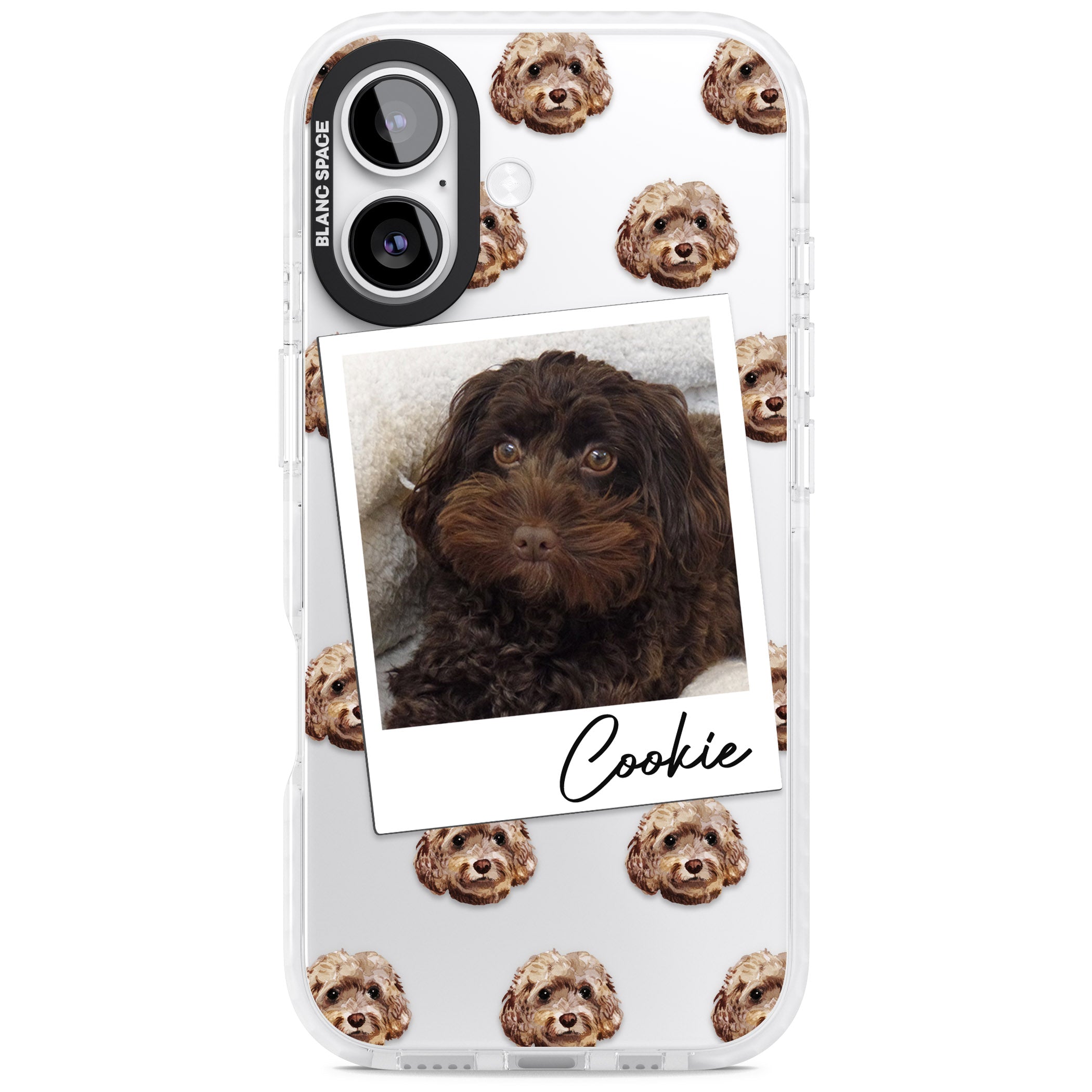 Personalised Brown Cockapoo Instant Camera Photo iPhone 17 Impact Clear Phone Case