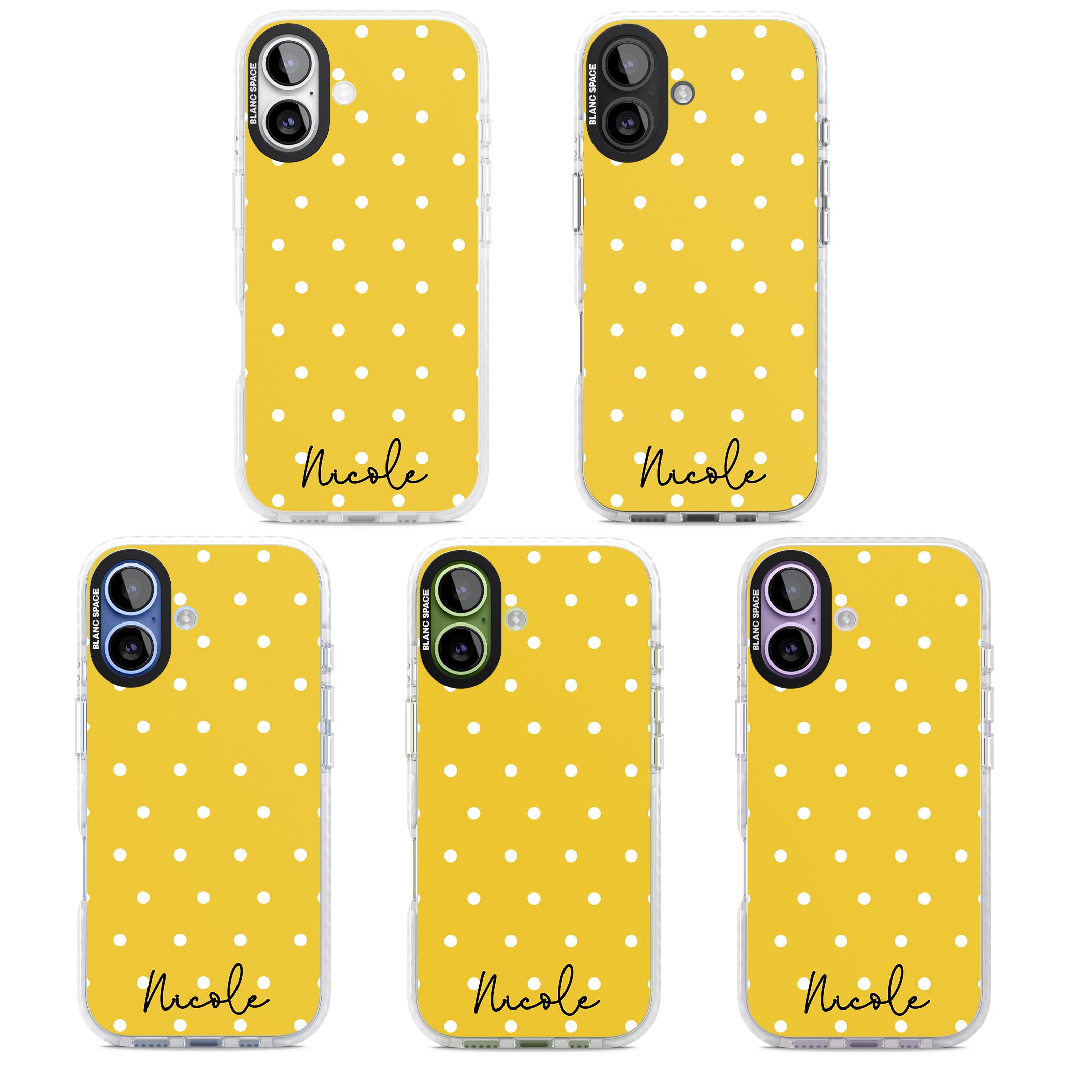 Personalised Yellow Polka Dot iPhone 17 Impact Clear Phone Case APT Impact Protection