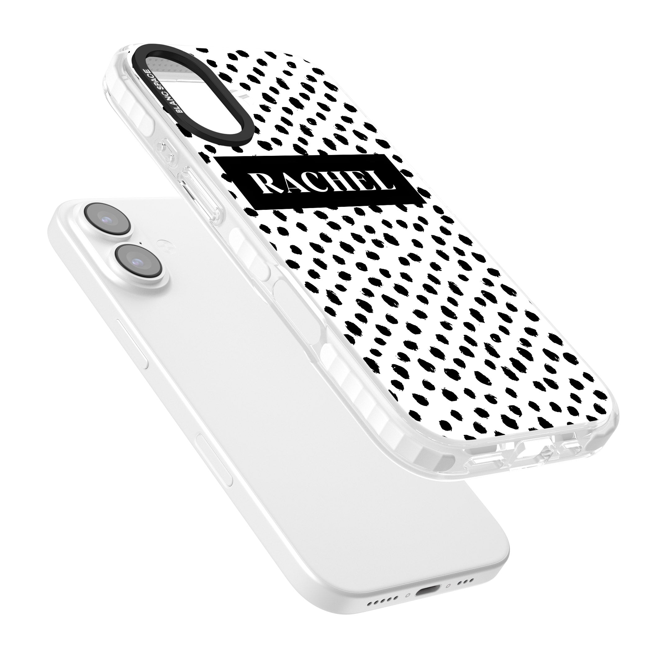 Personalised Black Dots iPhone 17 Impact Clear Phone Case Colours