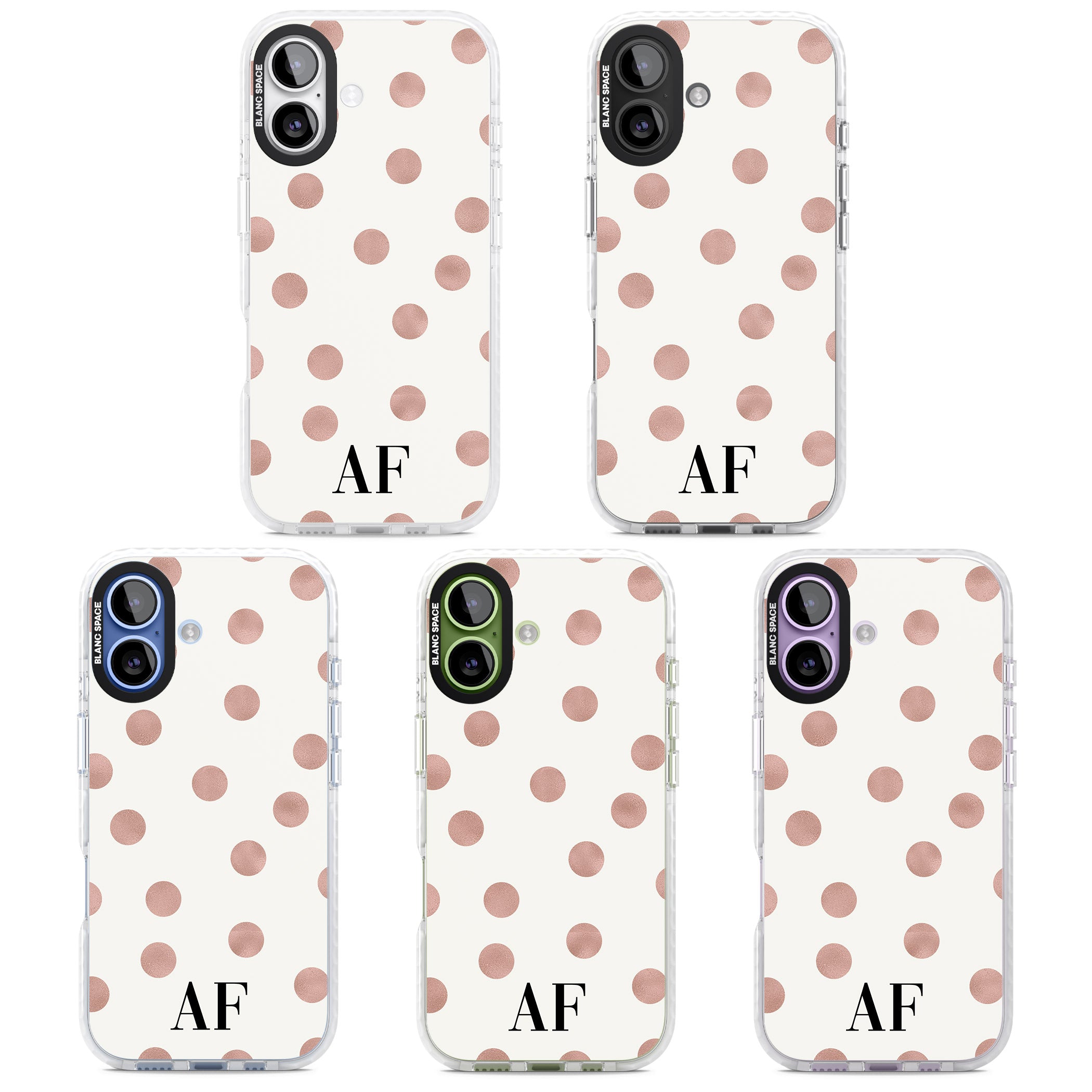 Personalised Rose Gold Dots & Initials iPhone 17 Impact Clear Phone Case APT Impact Protection