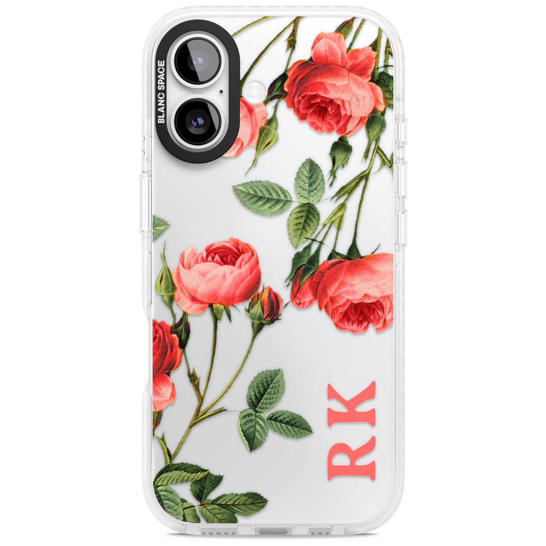 Personalised Vintage Floral Rose iPhone 17 Impact Clear Phone Case