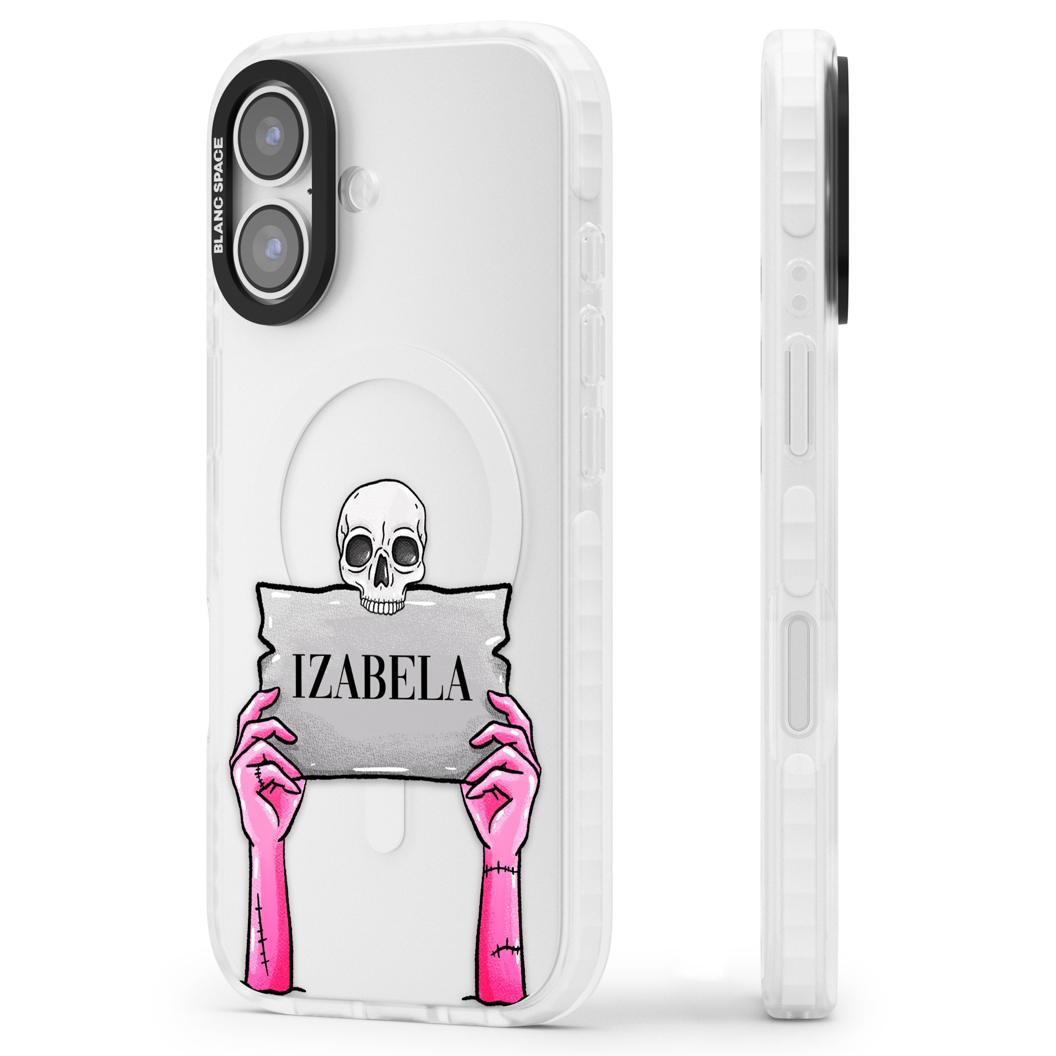 Personalised Grave Plaque iPhone 17 Impact Clear Phone Case Side Profile