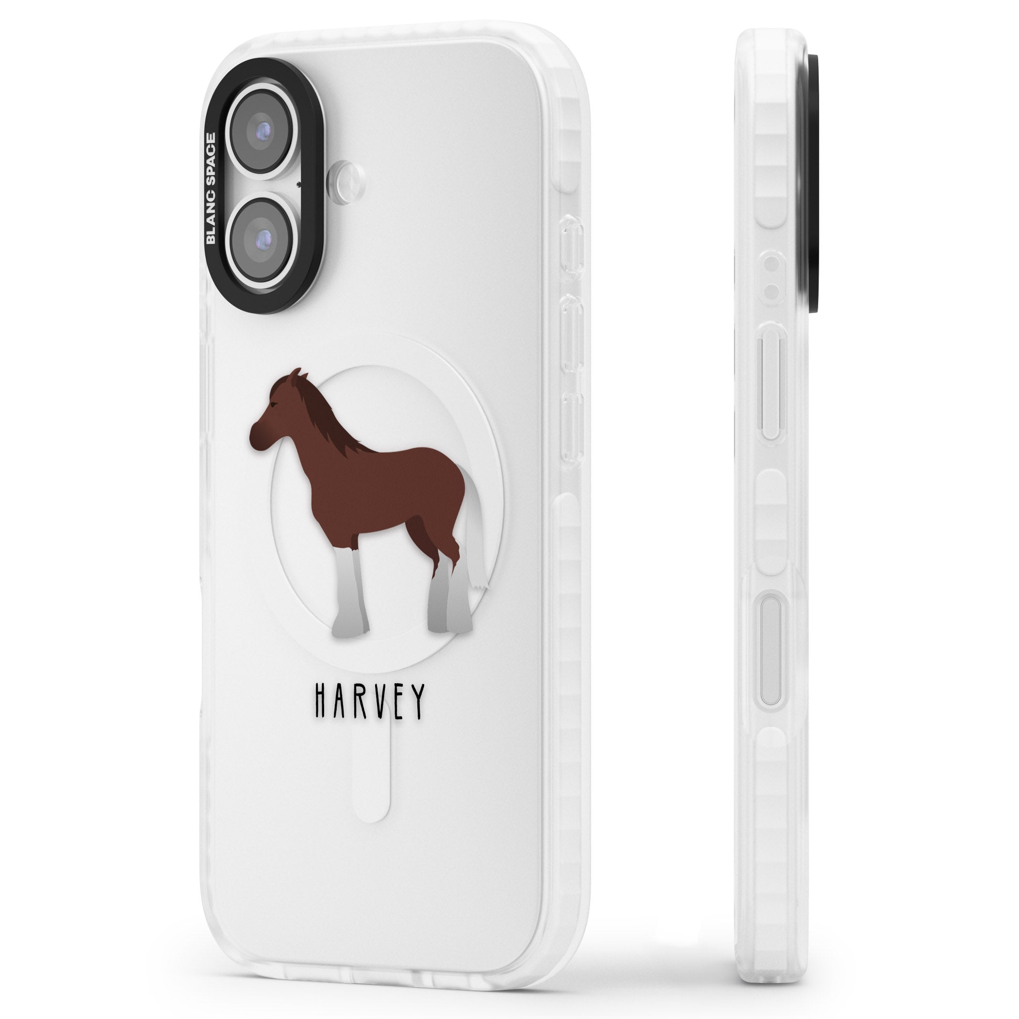 Personalised Brown Horse iPhone 17 Impact Clear Phone Case Side Profile