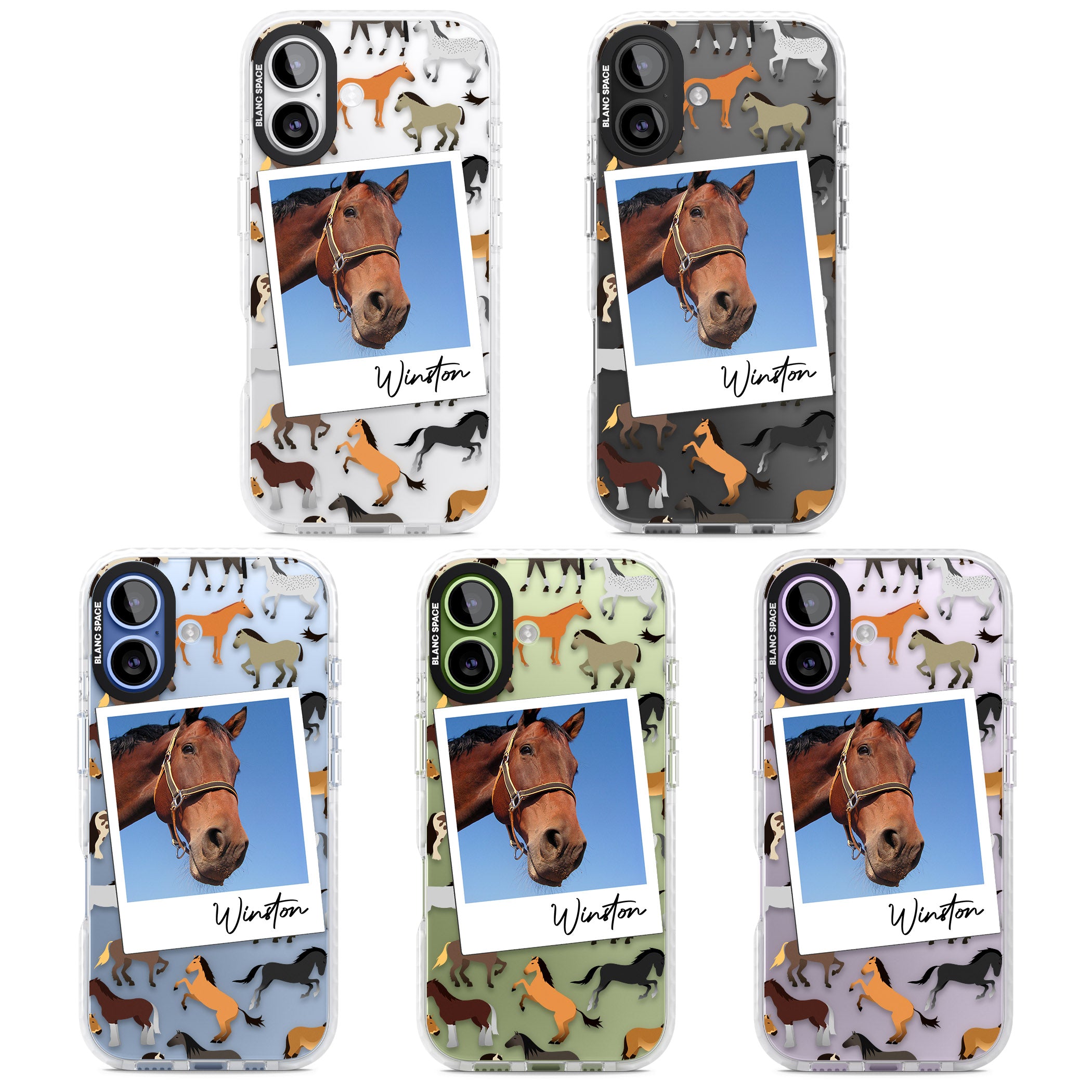 Personalised Horse Polaroid iPhone 17 Impact Clear Phone Case APT Impact Protection