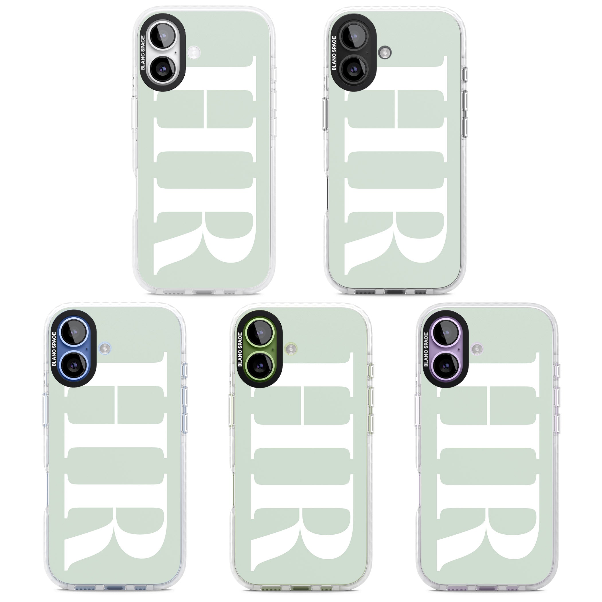 Personalised White & Seafoam Green Letters iPhone 17 Impact Clear Phone Case APT Impact Protection