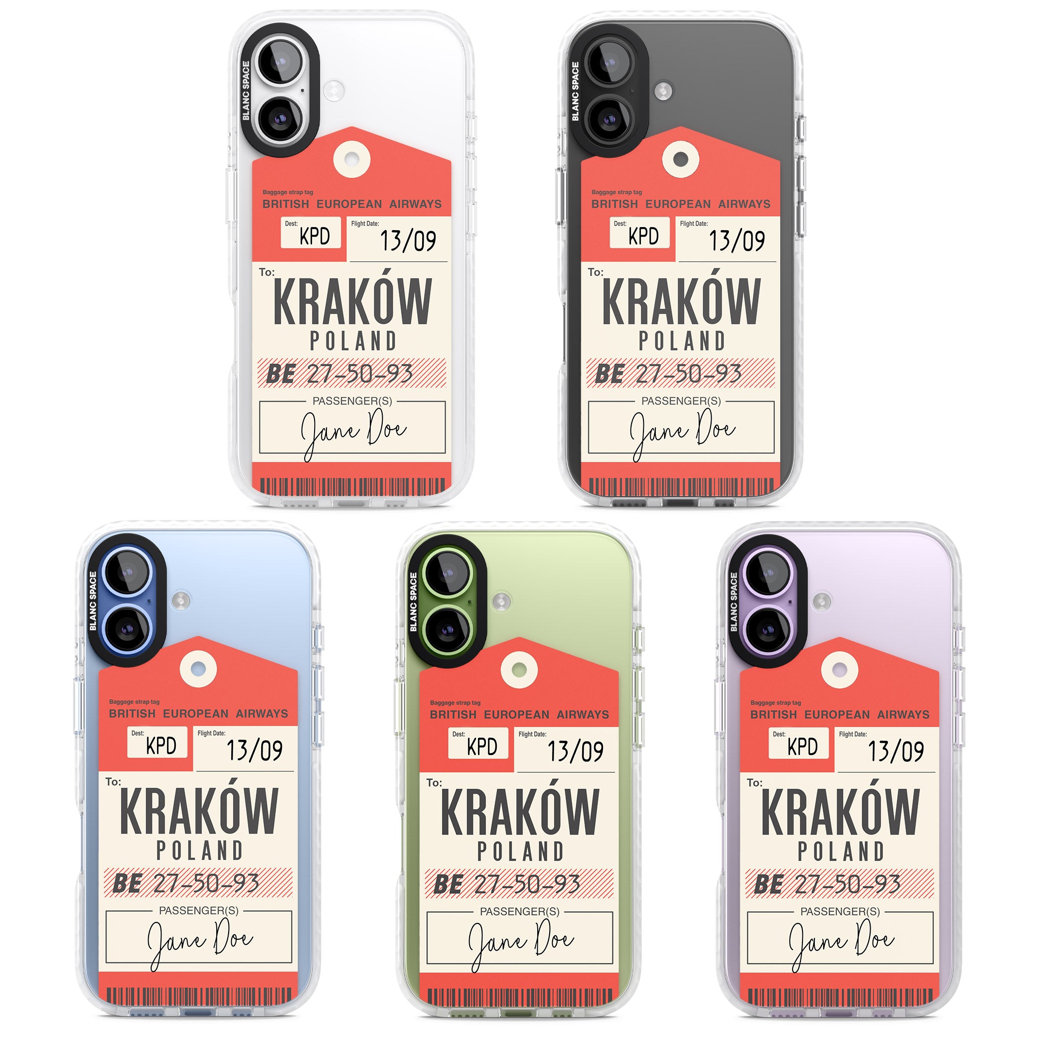 Personalised Vintage Bea Luggage Tag iPhone 17 Impact Clear Phone Case APT Impact Protection
