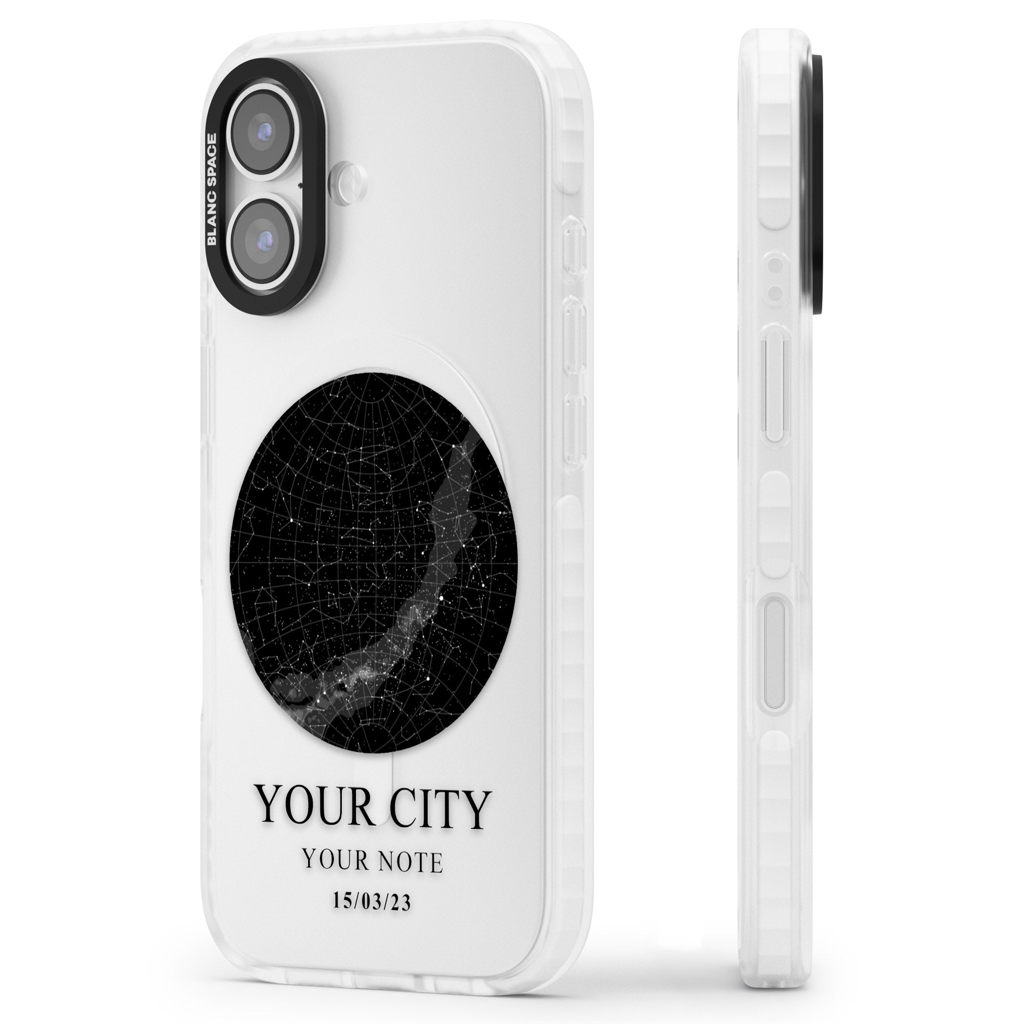Personalised Star Map iPhone 17 Impact Clear Phone Case Side Profile